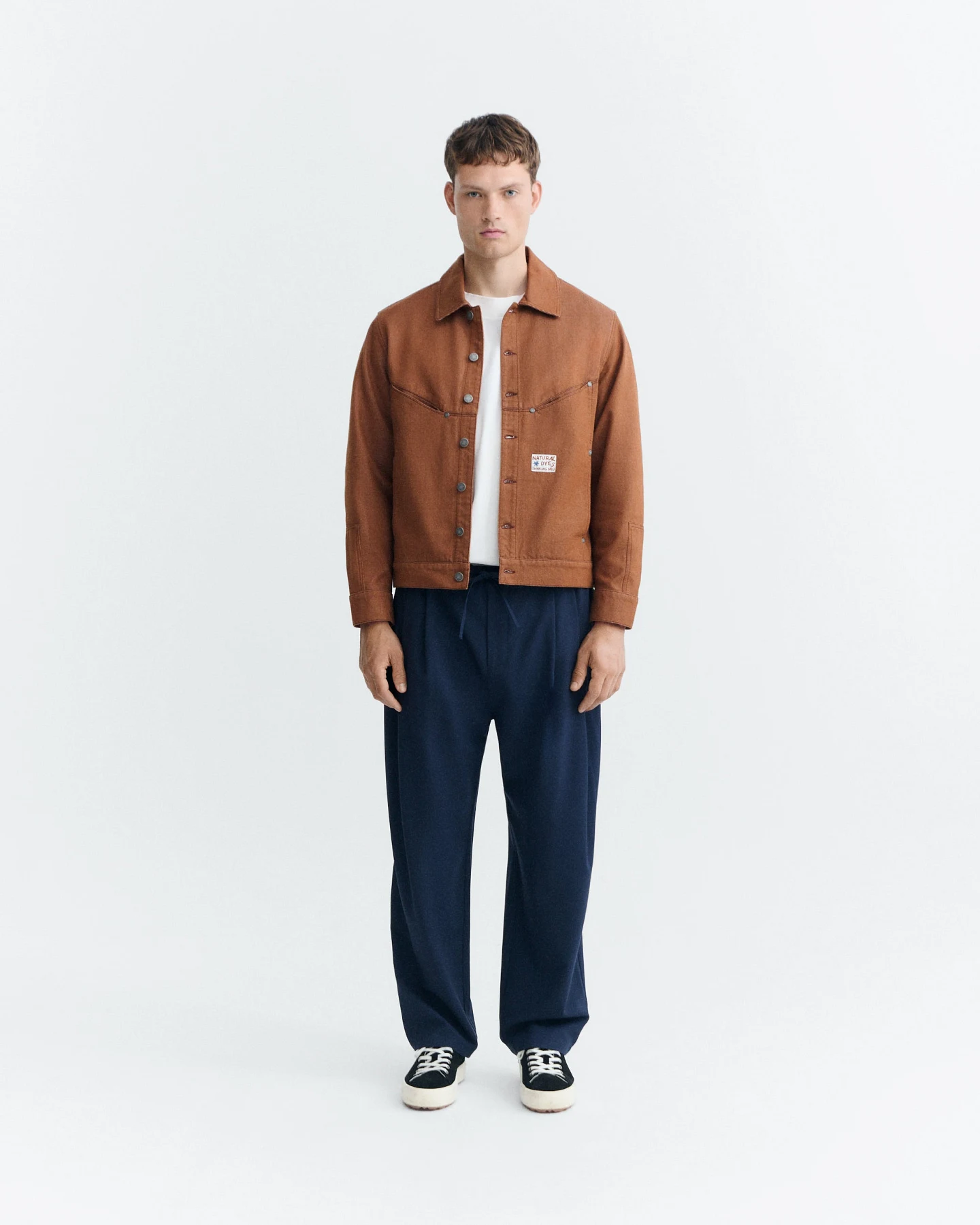 Thinking MU Herren vegan Jacke Cannon Aus Denim Naturfarben Braun Gefärbt – Ansicht 2