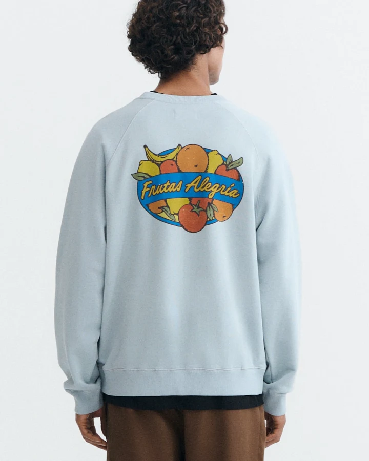 Thinking MU Herren vegan Pepe-Sweatshirt Mit Fruchtmotiv Hellblau