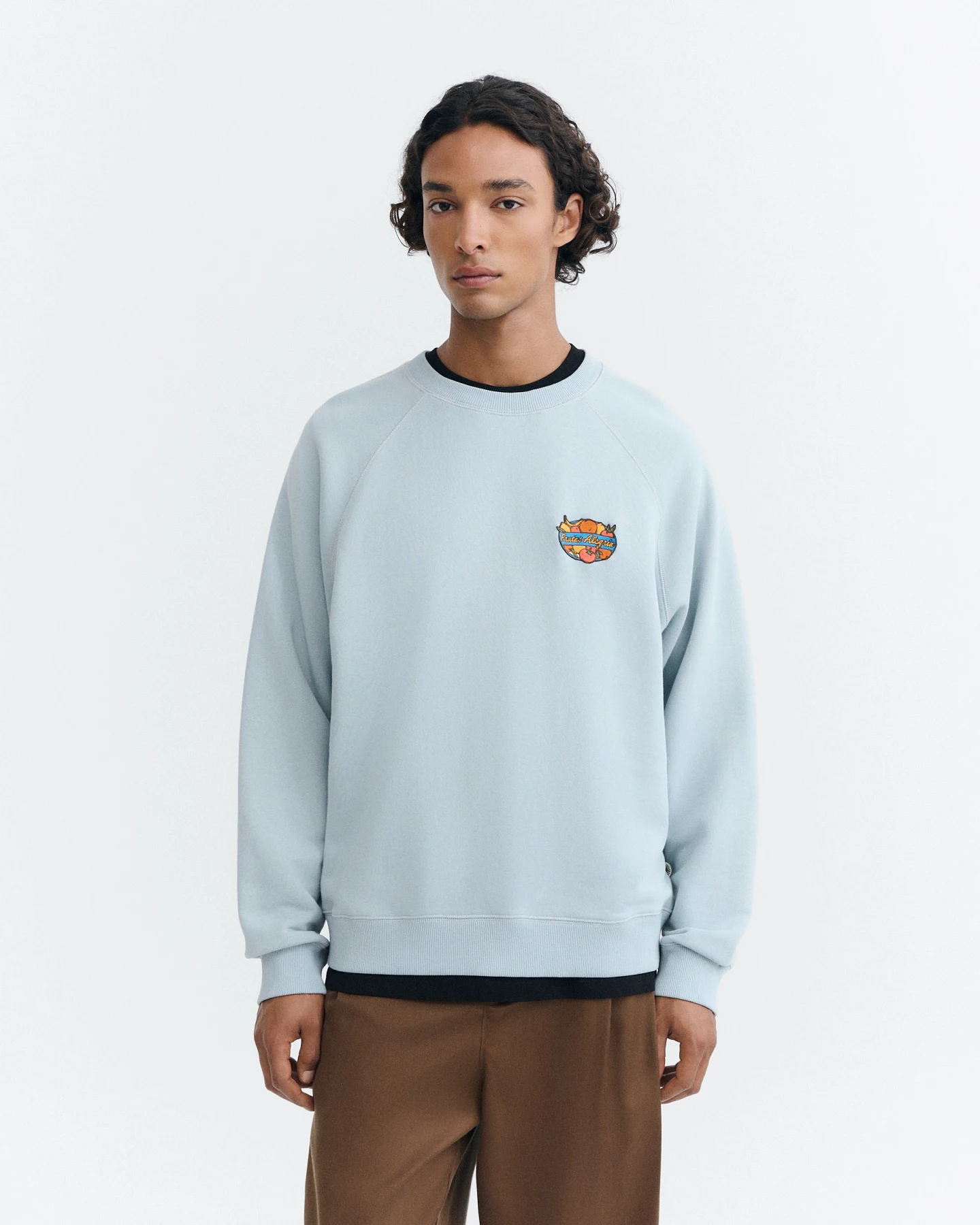 Thinking MU Herren vegan Pepe-Sweatshirt Mit Fruchtmotiv Hellblau – Ansicht 2