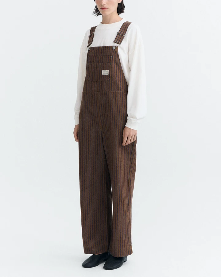 Thinking MU Damen vegan Jumpsuit Lume Braun Gestreift Naturgefärbt
