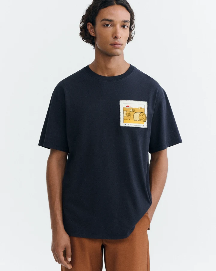 Thinking MU Herren vegan T-Shirt Aaron Straw Camp Navy