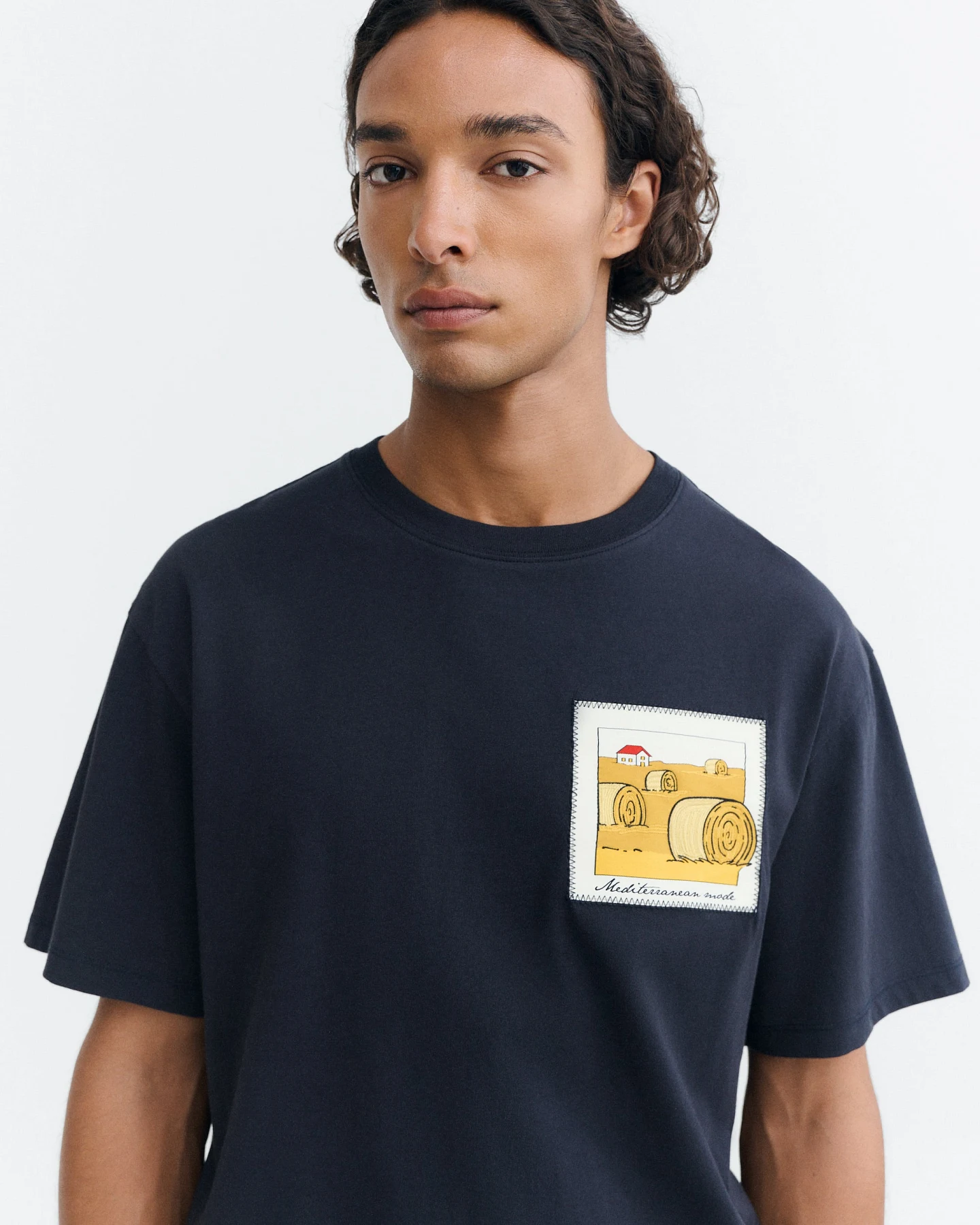 Thinking MU Herren vegan T-Shirt Aaron Straw Camp Navy – Ansicht 2
