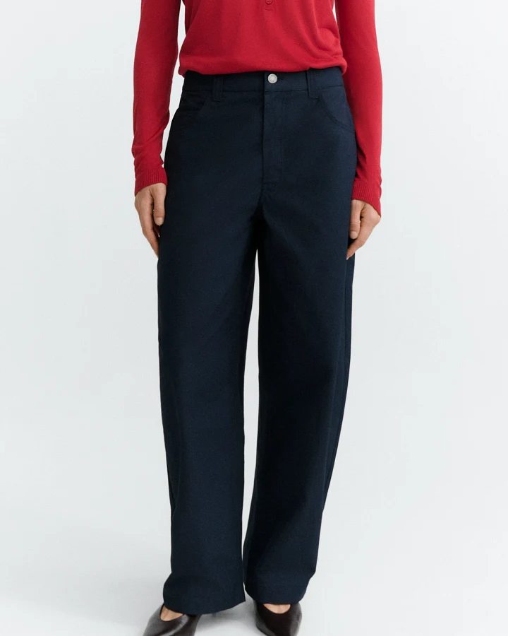 Thinking MU Damen vegan Hose Marissa Barrel Marineblau
