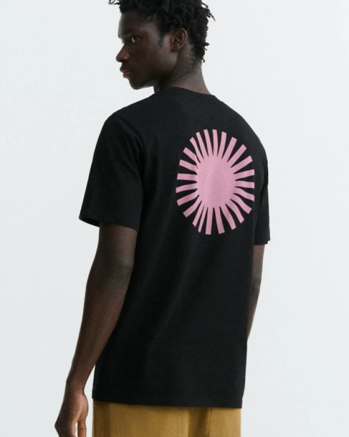 Thinking MU Herren vegan T-Shirt Zach With Sun Back Schwarz/Rosa