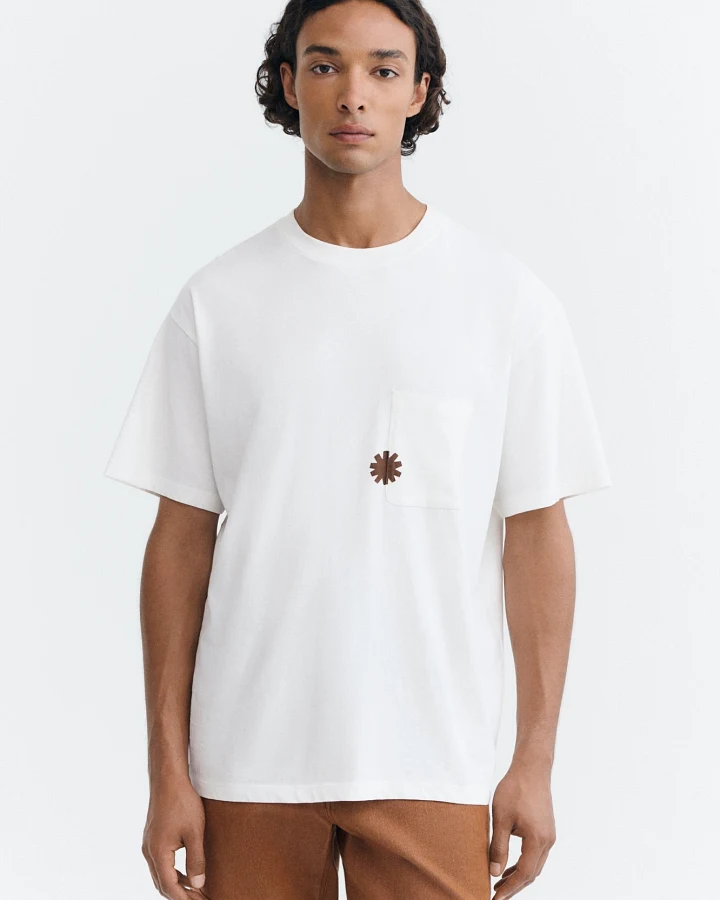 Thinking MU Herren vegan T-Shirt Aaron Mit Taschen Weiß