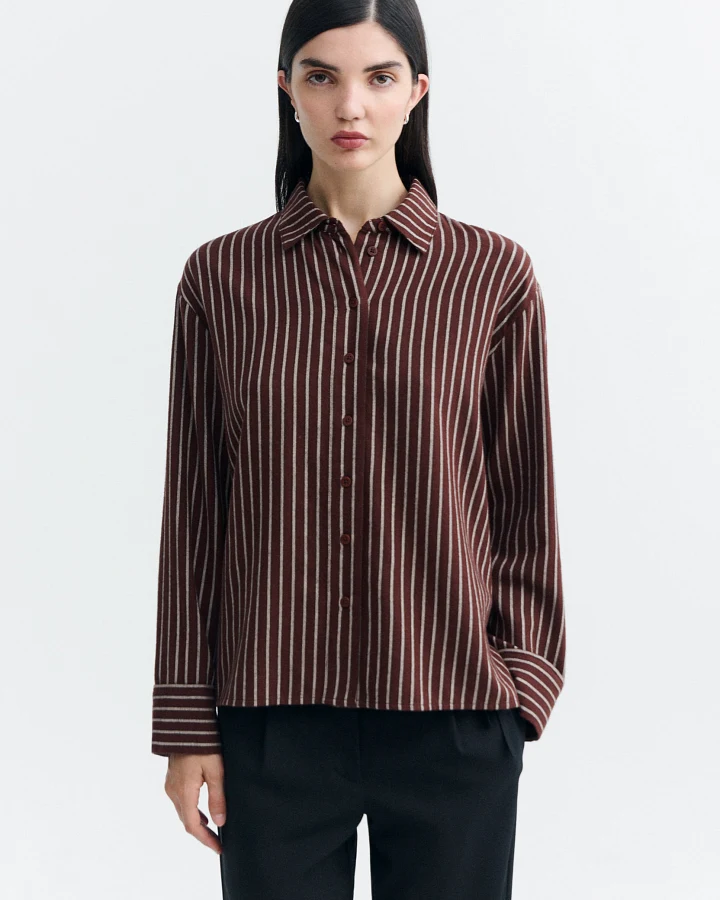 Thinking MU Damen vegan Shirt Manuela O Hara Gestreift Braun