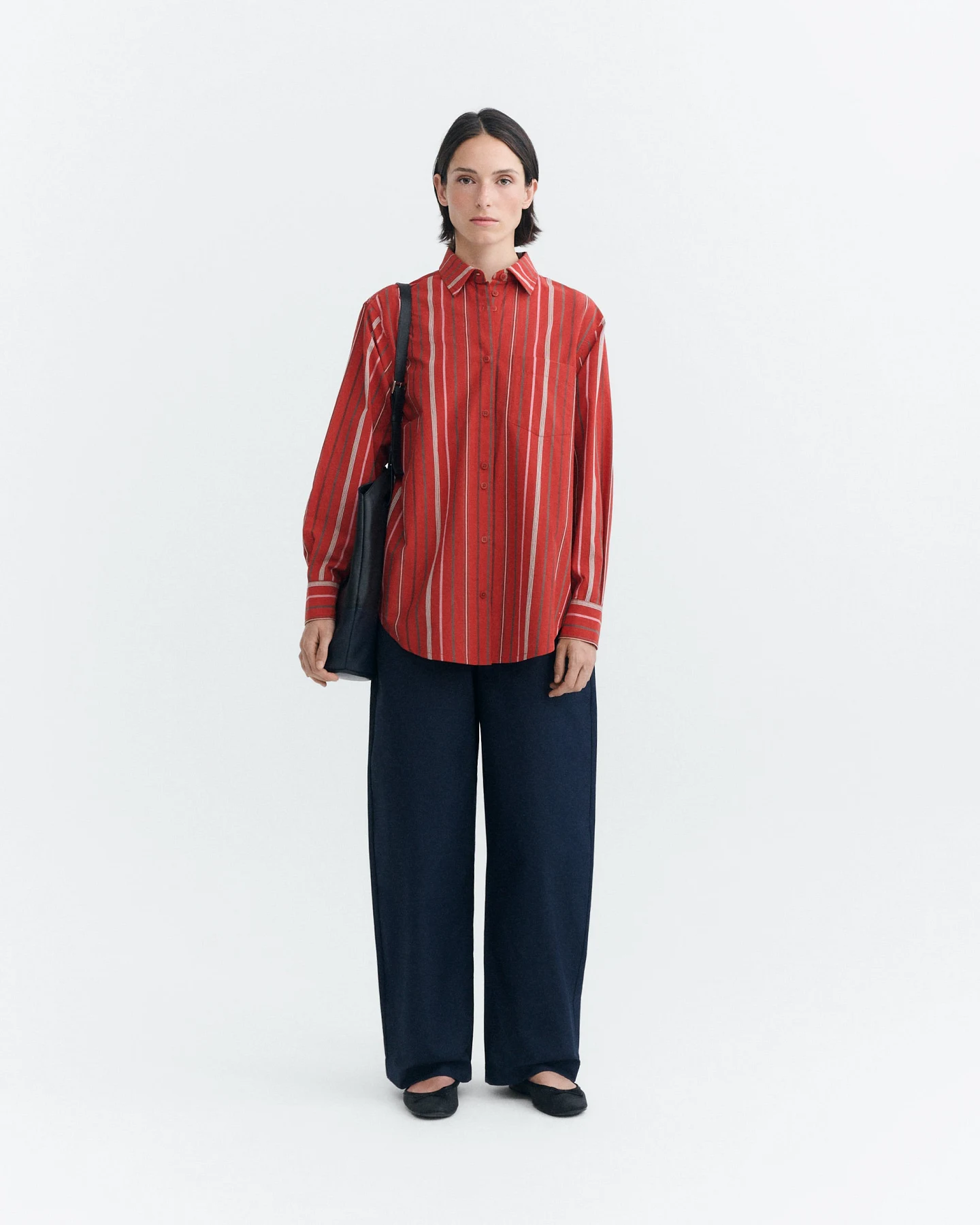 Thinking MU Damen vegan Hemd Odelia Oversize Rote Streifen – Ansicht 2