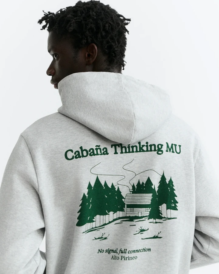 Thinking MU Herren vegan Hoodie Saul Pyrenees Grau Meliert