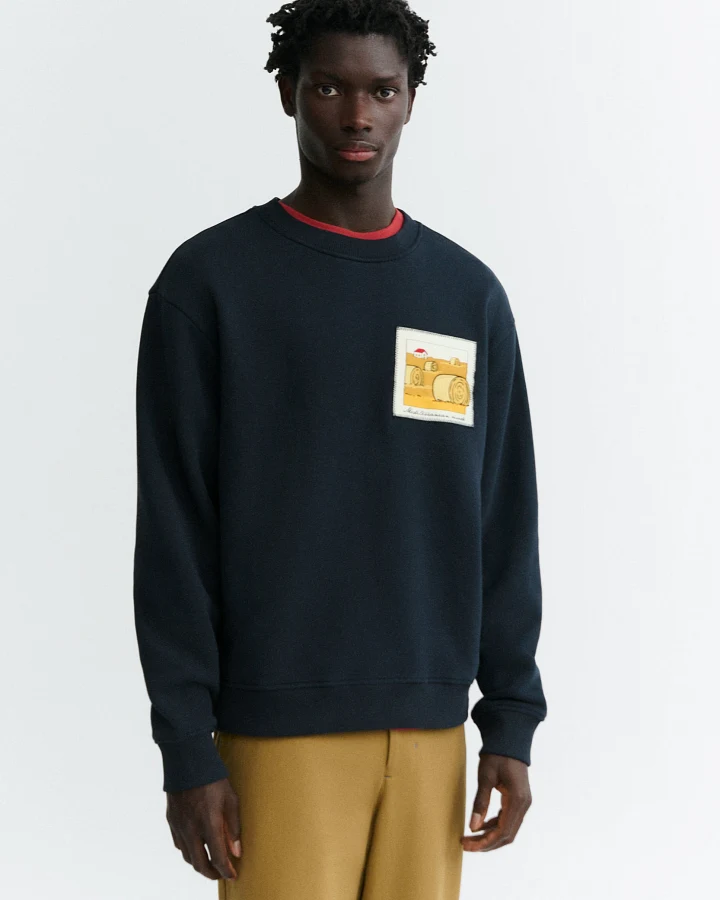 Thinking MU Herren vegan Sweatshirt Straw Camp Leon Navy