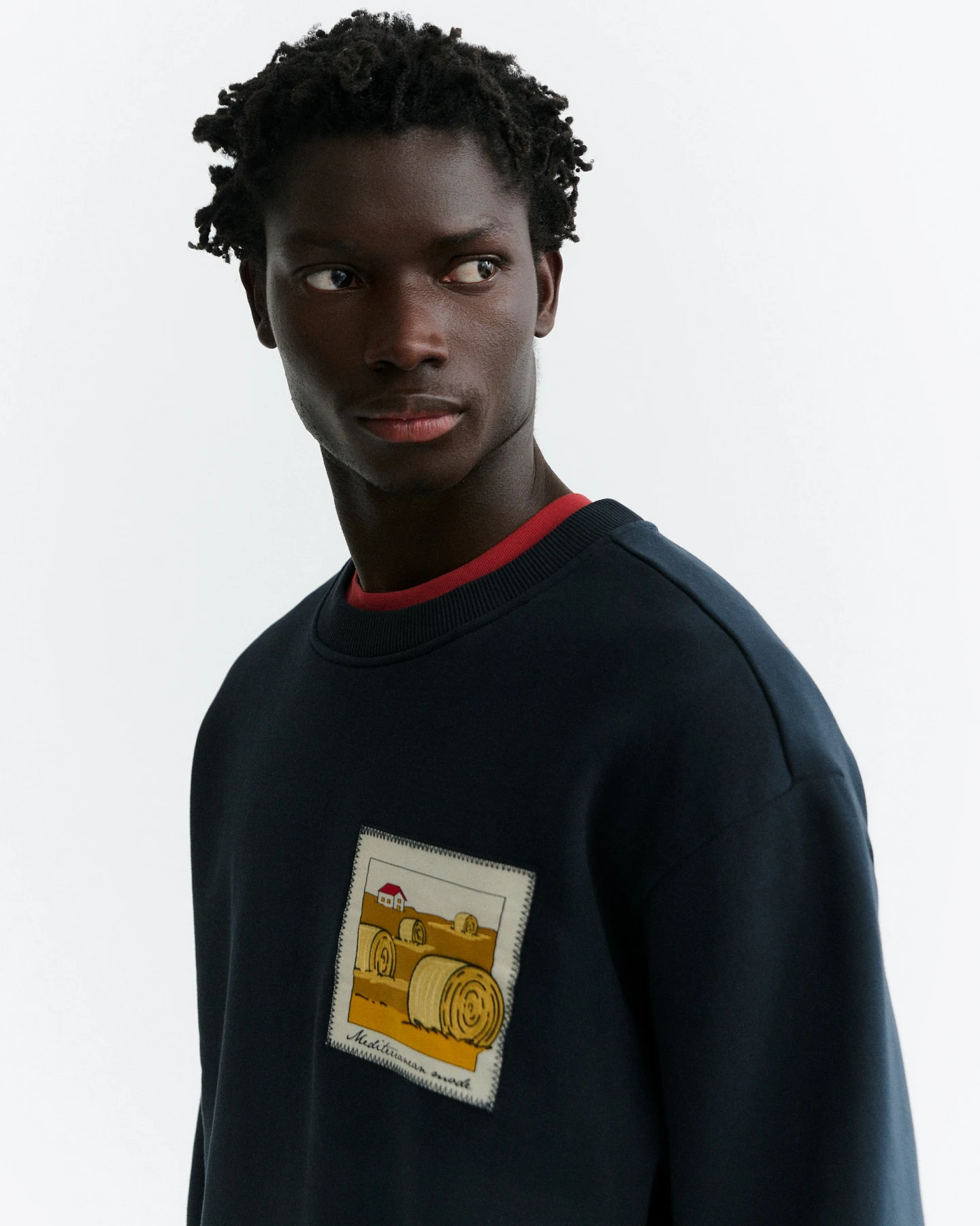 Thinking MU Herren vegan Sweatshirt Straw Camp Leon Navy – Ansicht 2