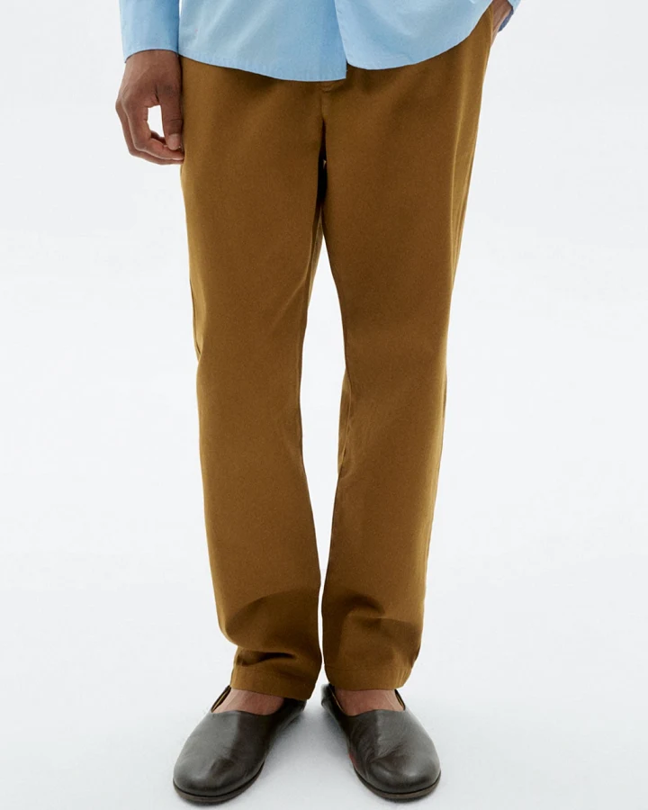 Thinking MU Herren vegan Hose, Gerade Geschnitten Travel Hellbraun