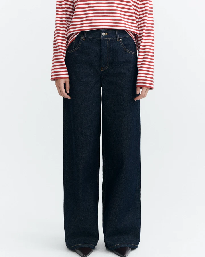 Thinking MU Damen vegan Jeans Mit Weitem Bein Hedda Dunkelblau