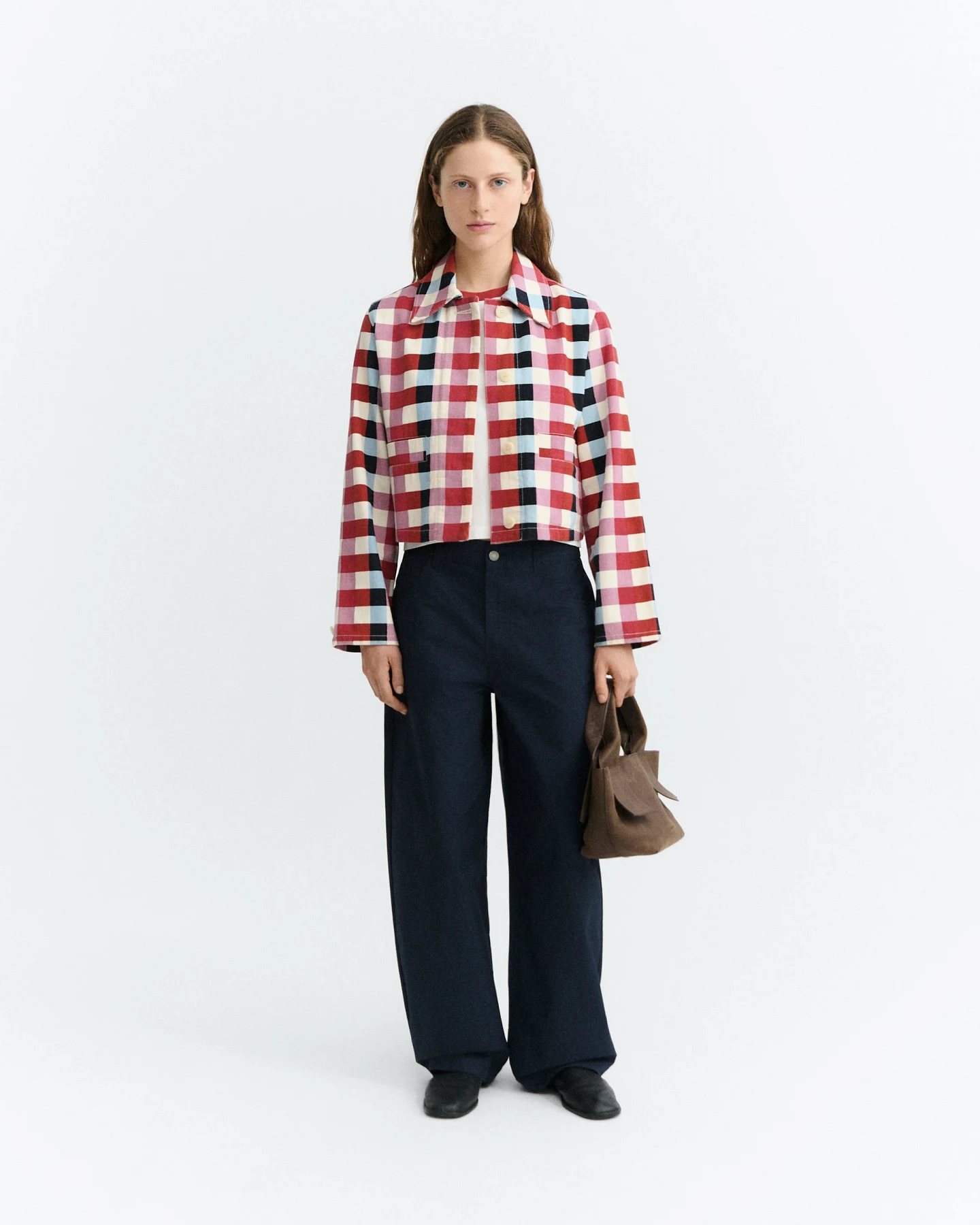 Thinking MU Damen vegan Jacke Astrid In Rot Mit Cheshire Karos – Ansicht 2