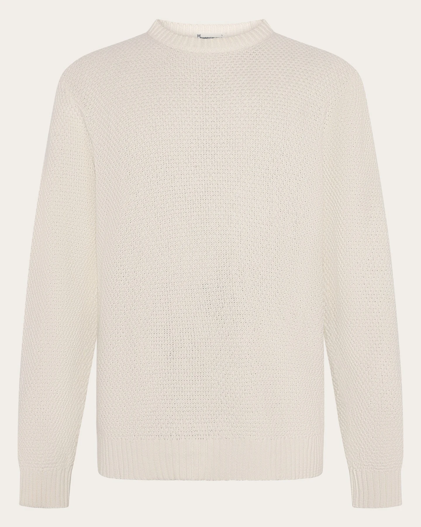 KnowledgeCotton Apparel Herren vegan Strickpullover Rundhalsausschnitt Egret Weiß – Ansicht 2
