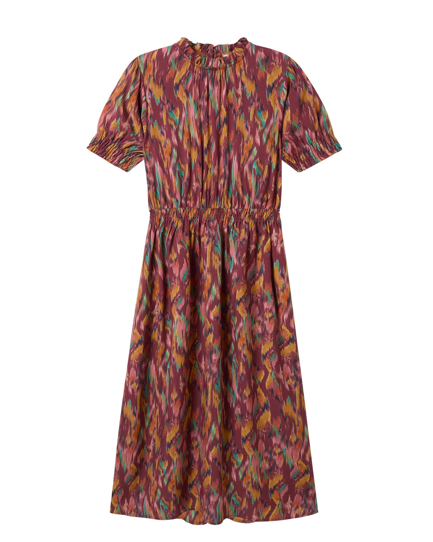 TWOTHIRDS Damen vegan Kleid Grassholm Ikat Print Rot – Ansicht 2