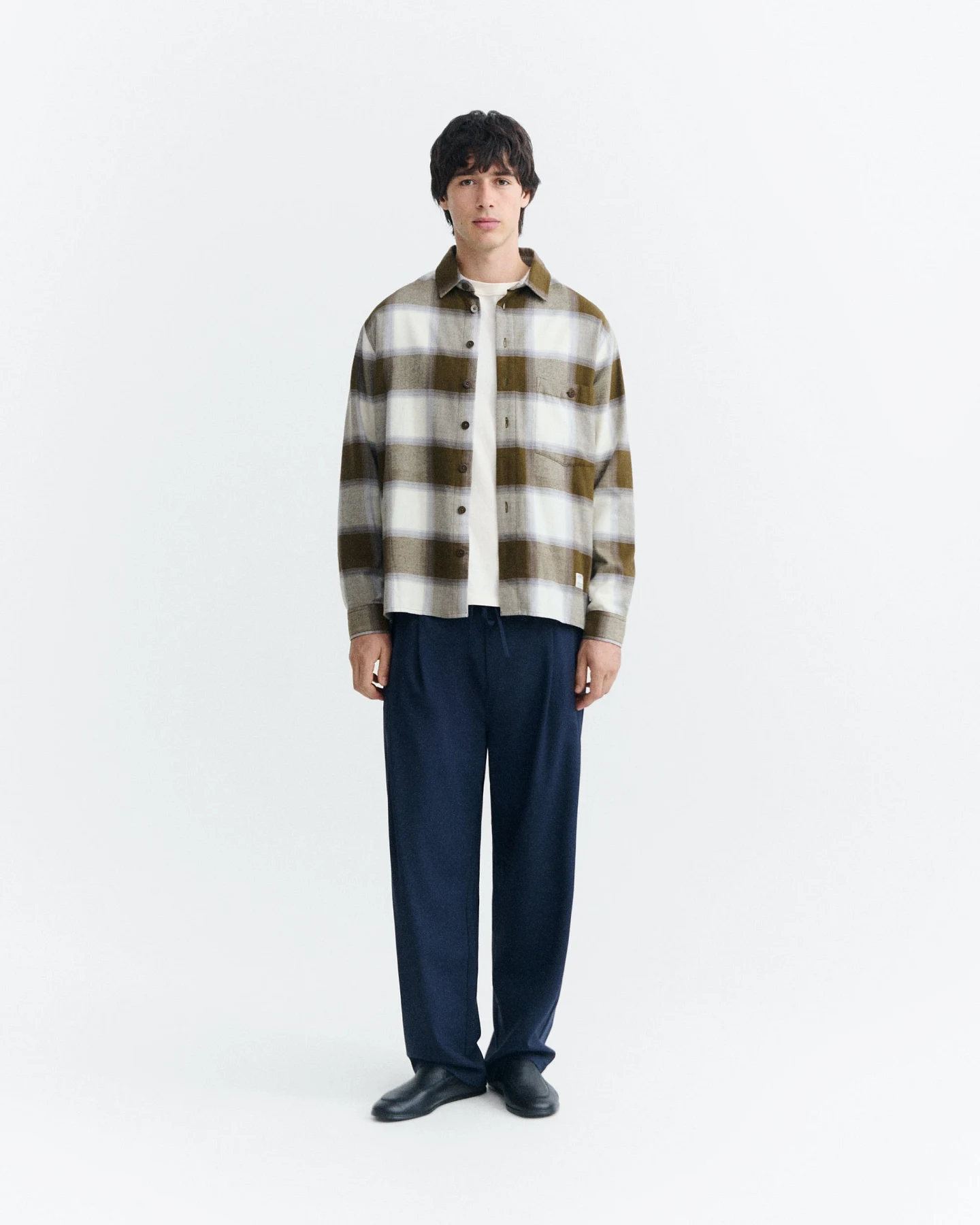 Thinking MU Herren vegan Overshirt Ashe Theo Kariert Grün – Ansicht 2