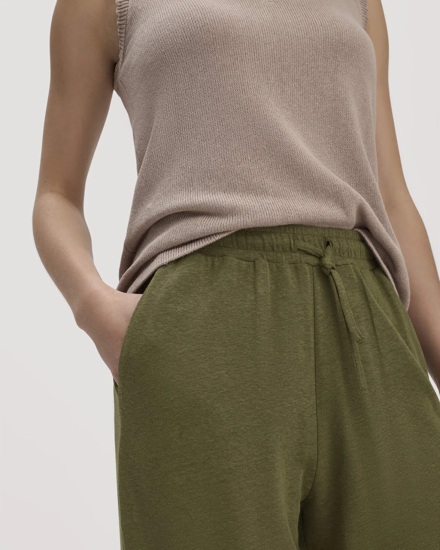 hessnatur Damen Jersey Hose Wide Leg Relaxed aus Leinen und Bio-Baumwolle - grün - Größe 44 – Ansicht 3