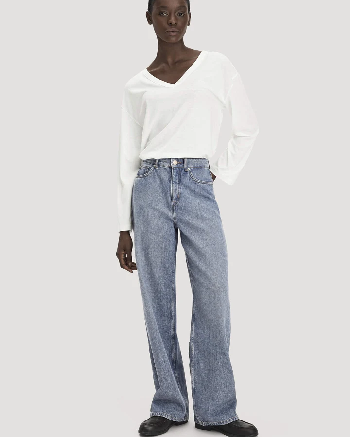 hessnatur Damen Jeans ALVA Wide Leg aus Bio-Baumwolle mit recycelter Baumwolle - blau - Größe 26/34