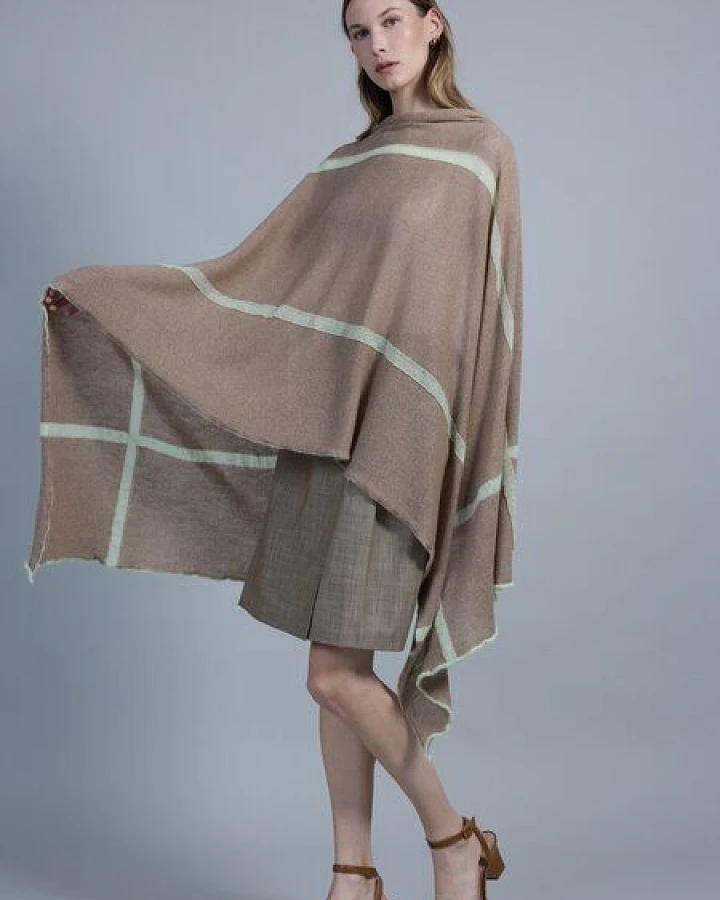 Susan's Fashion beige-brauner Merinowollschal Theresa