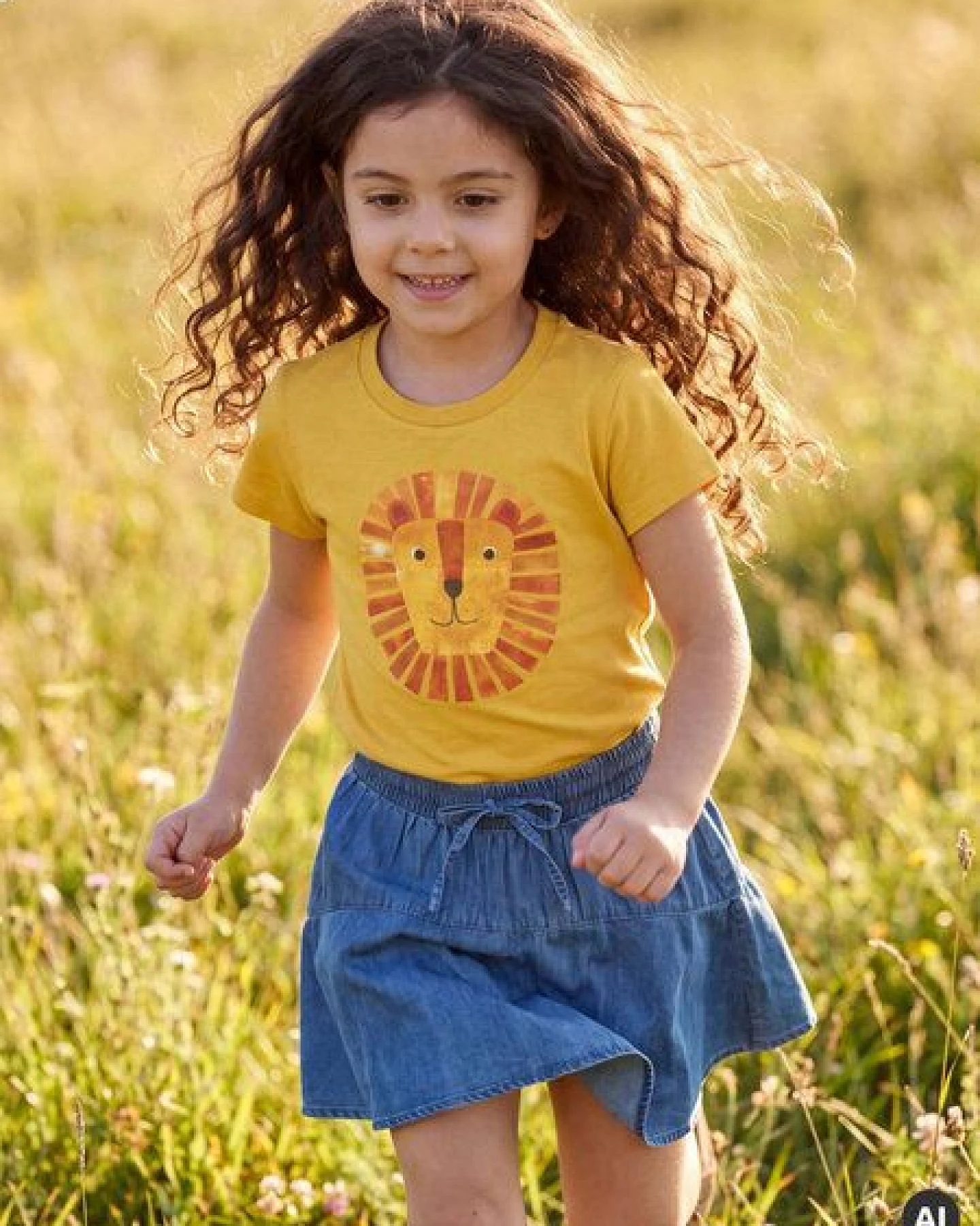 MELAdi Kinder Shirt aus Biobaumwolle - Löwe auf Ocre Gelb – Ansicht 2