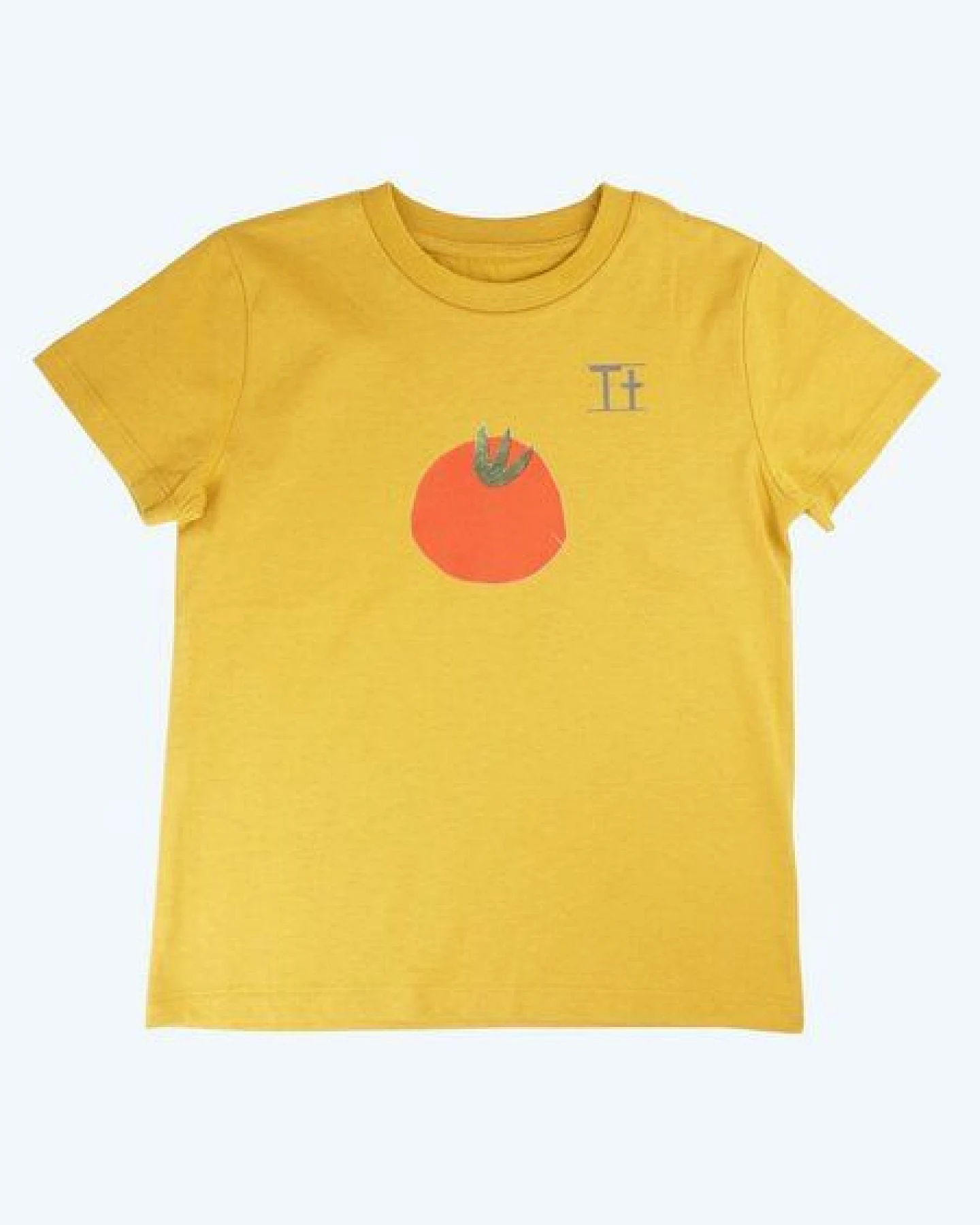 MELAdi Kinder Shirt aus Biobaumwolle - Tomate auf Ocre Gelb – Ansicht 2