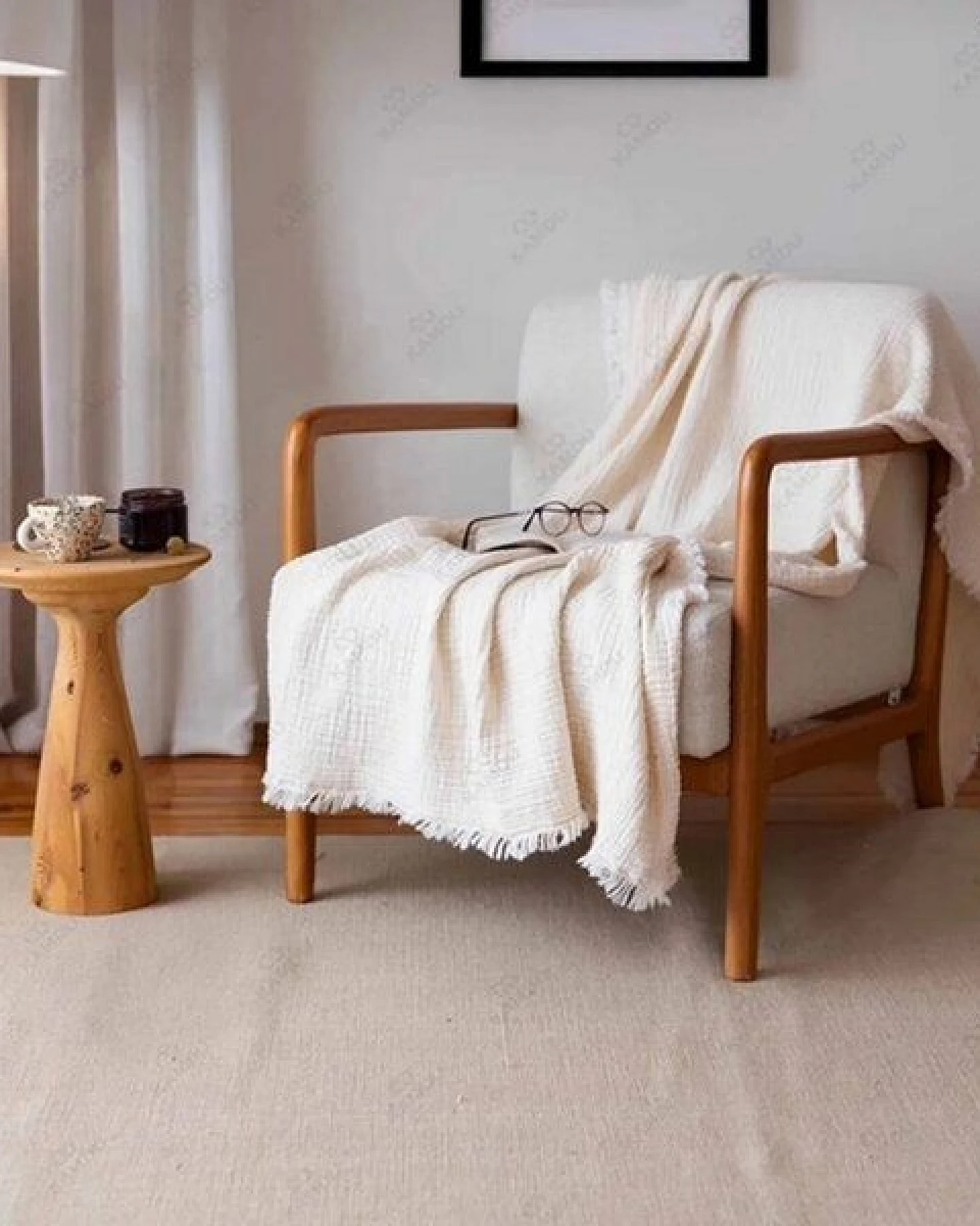 Sandiik Musselin Plaid Natural 100 × 200 cm – Ansicht 2