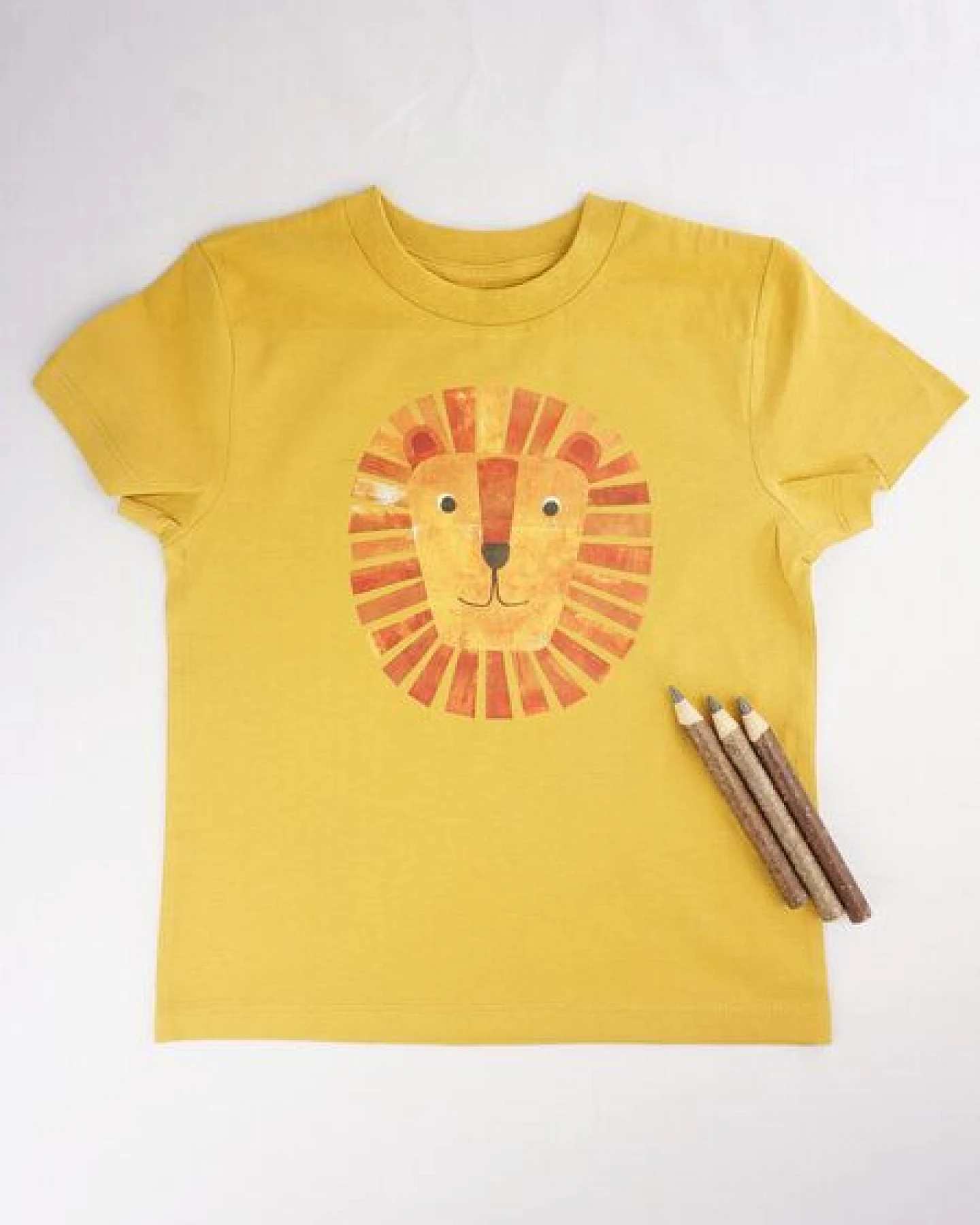 MELAdi Kinder Shirt aus Biobaumwolle - Löwe auf Ocre Gelb – Ansicht 4