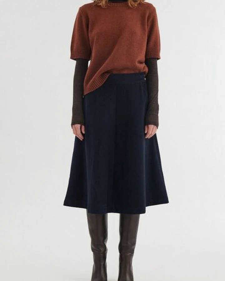 Basic Apparel Midi-Cord-Rock MILLU in A-Linie aus Bio-Baumwolle