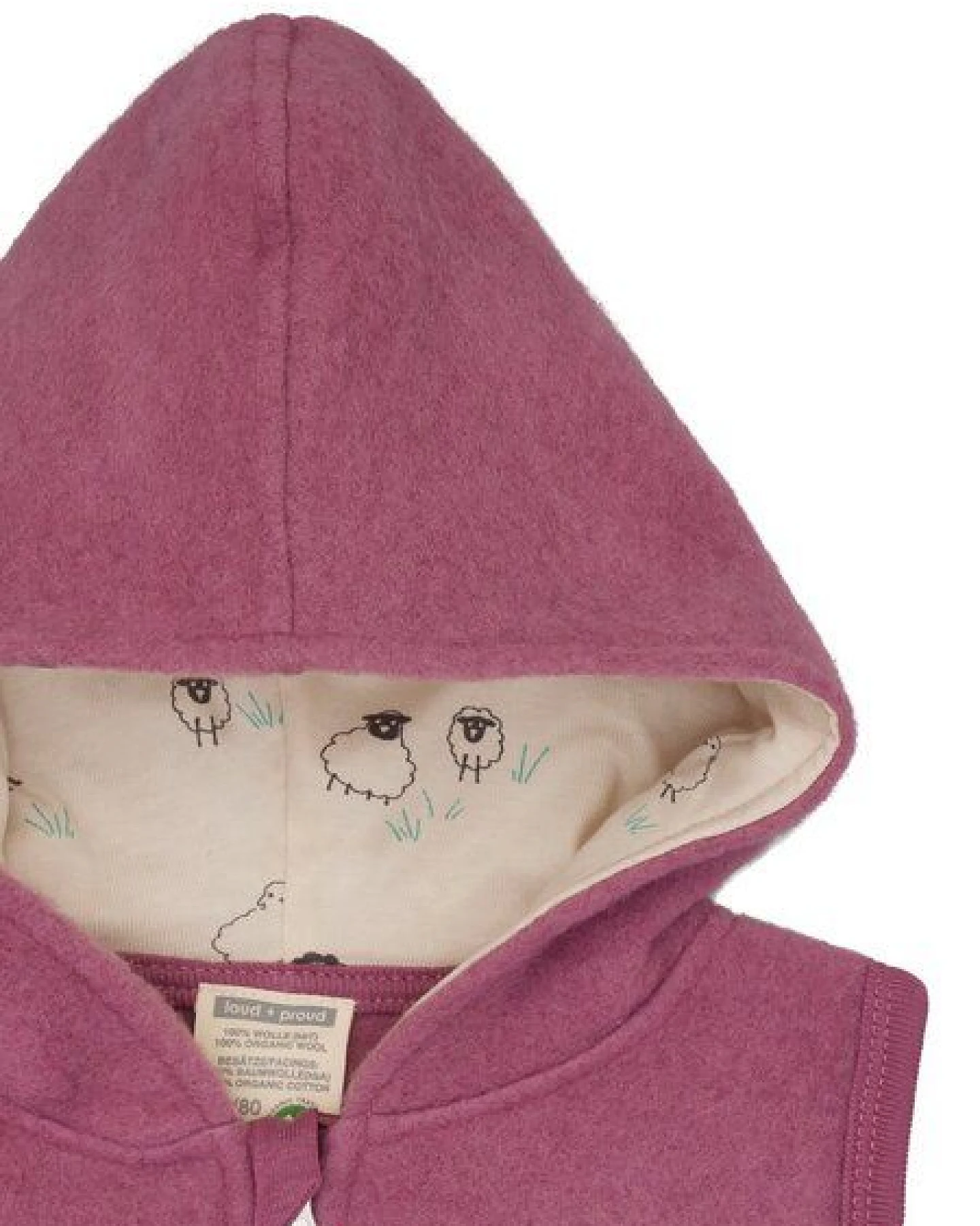 loud + proud Babys & Kinder Wollfleece-Weste mit Kapuze, GOTS-zertifiziert – Ansicht 3