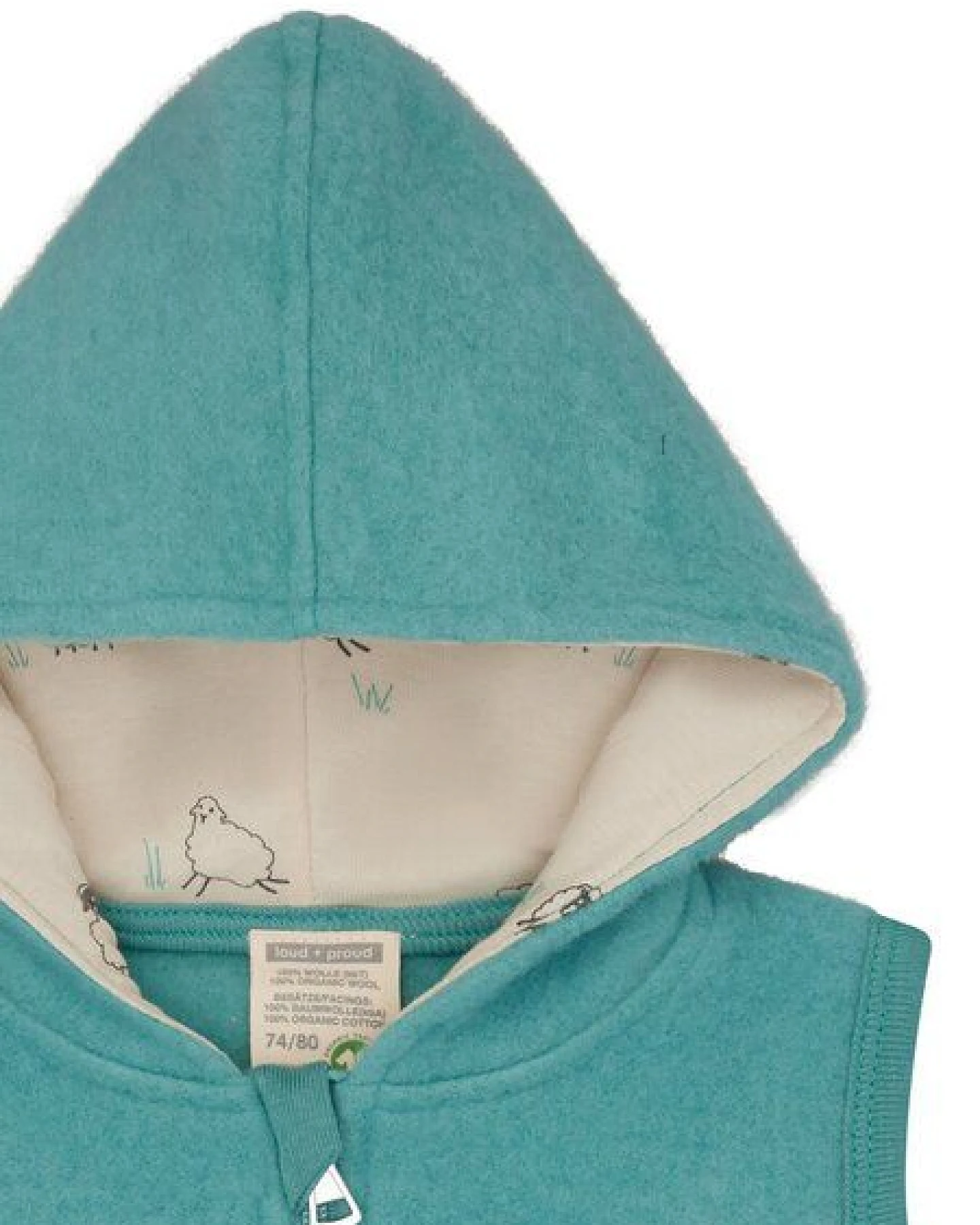 loud + proud Babys & Kinder Wollfleece-Weste mit Kapuze, GOTS-zertifiziert – Ansicht 3
