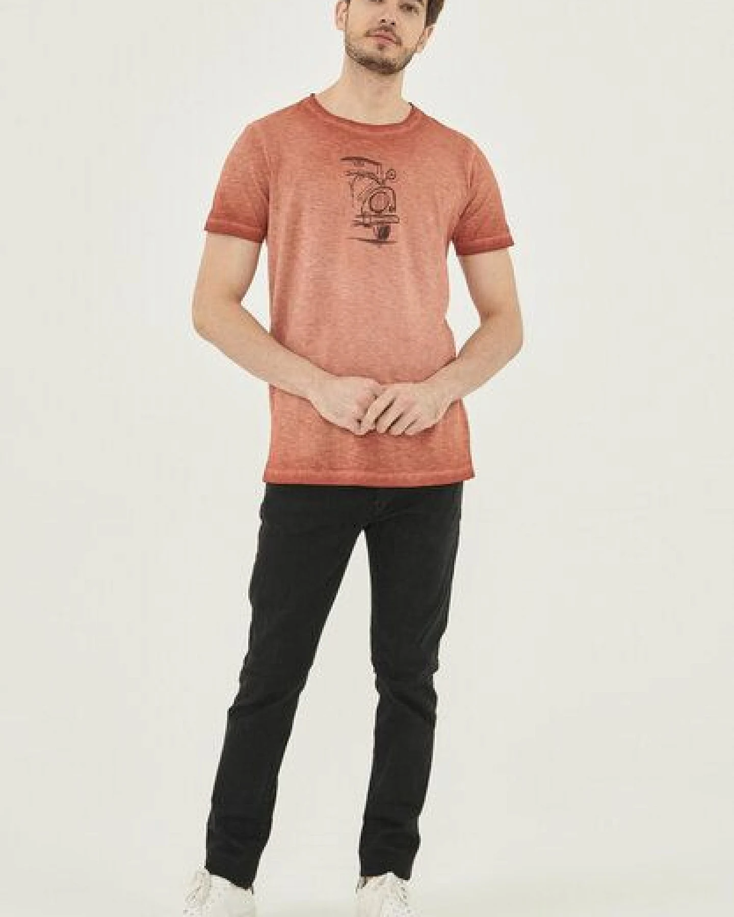 ORGANICATION Garment Dyed T-Shirt aus Bio-Baumwolle mit Auto-Print – Ansicht 2