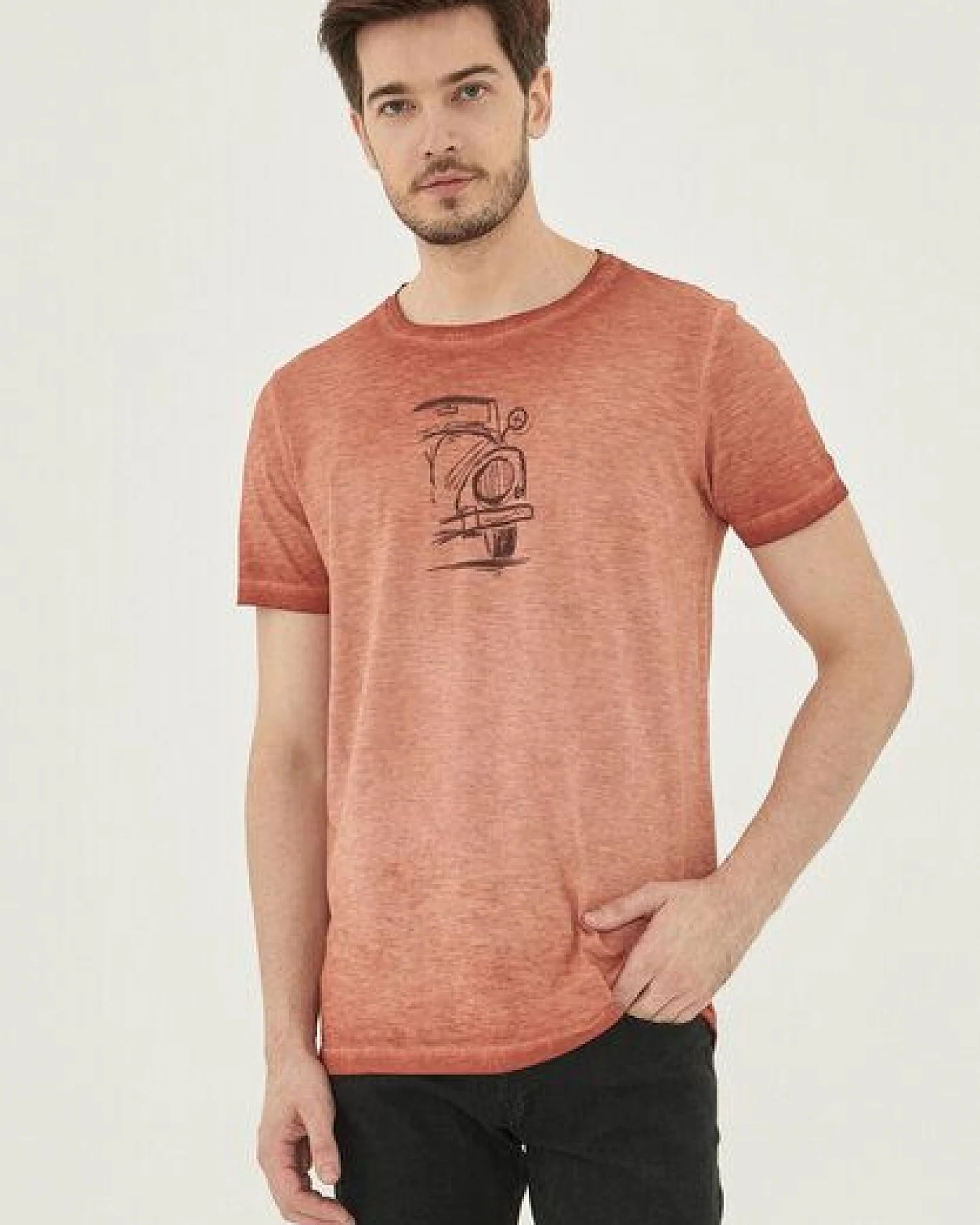 ORGANICATION Garment Dyed T-Shirt aus Bio-Baumwolle mit Auto-Print – Ansicht 3