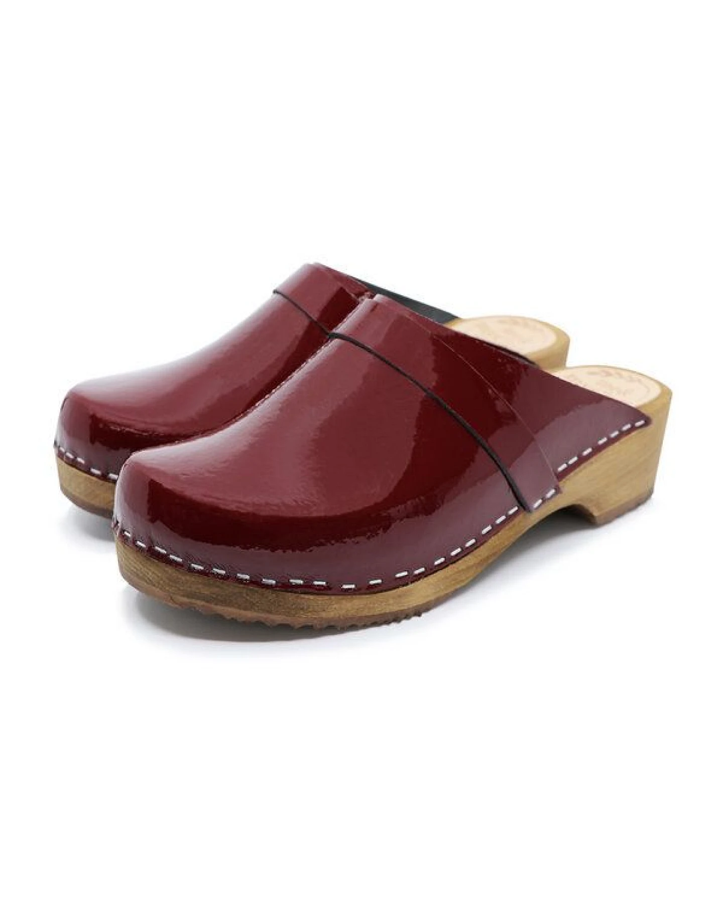 LYCKA - Lack wein - rot schwedische Holz Clogs von me&myClogs - low heel – Ansicht 2