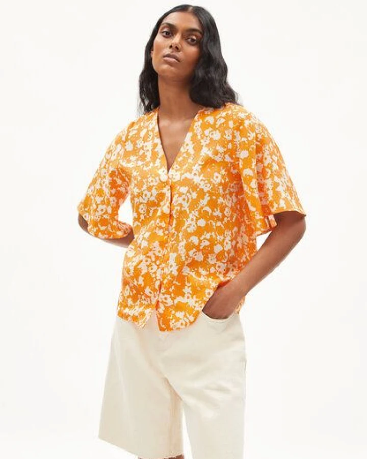 ARMEDANGELS HOLMAA MANGORANGE - Damen Bluse Relaxed Fit aus TENCEL Lyocell
