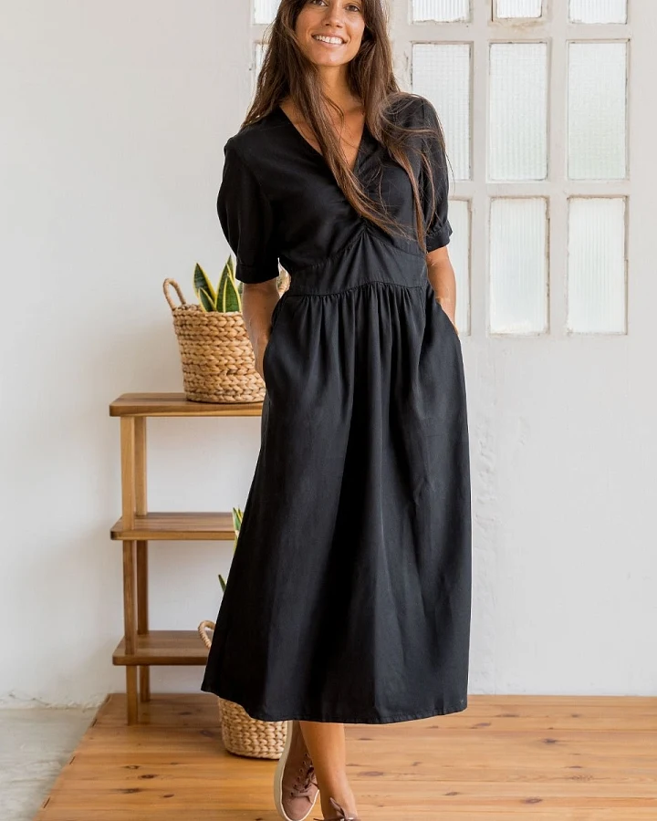 TWOTHIRDS Damen vegan Kleid Vanavana Schwarz