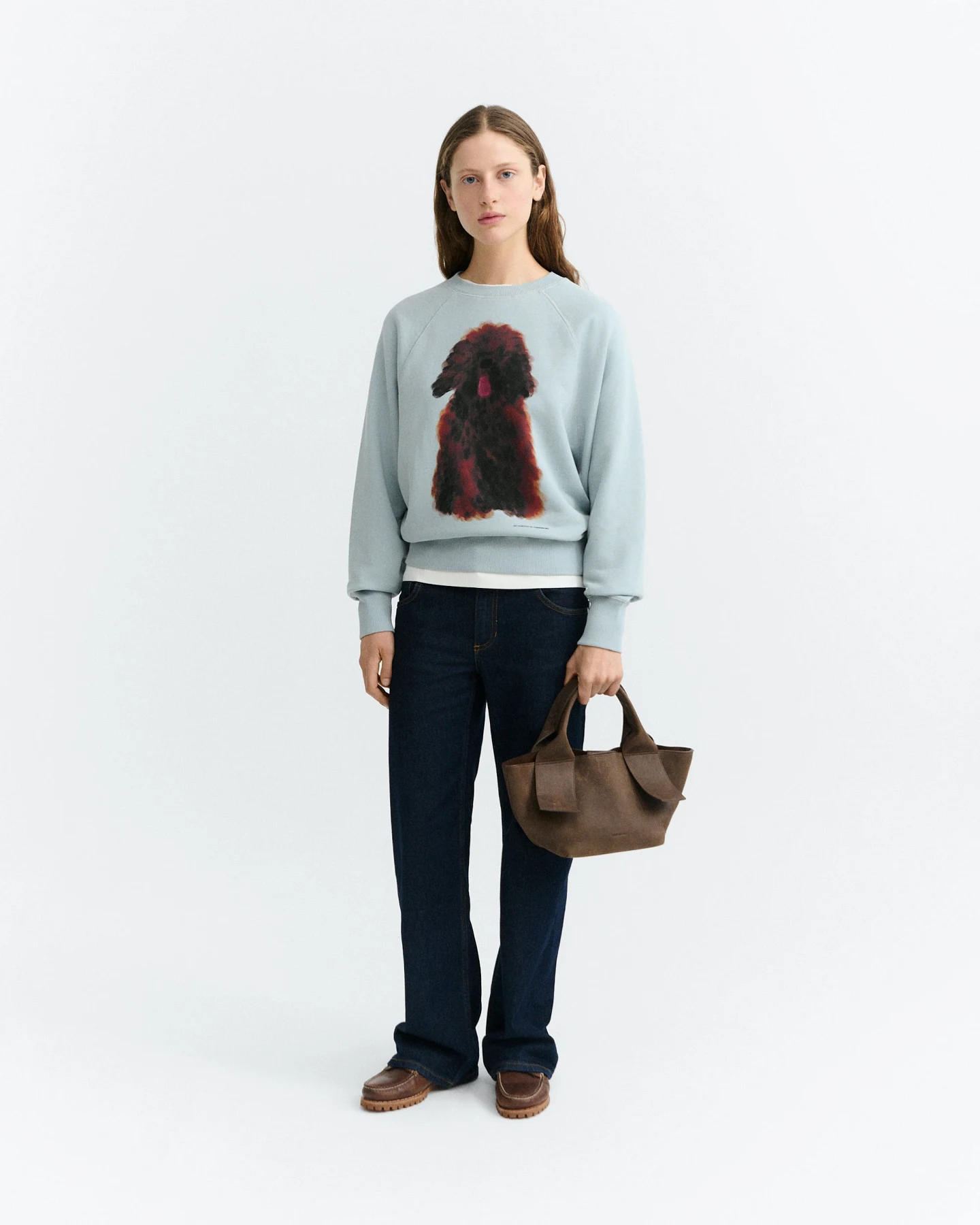 Thinking MU Damen vegan Sweatshirt Bonnie Mit Tierporträt Hellblau – Ansicht 2