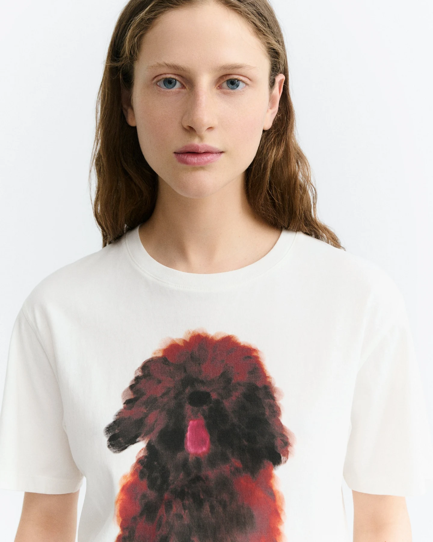Thinking MU Damen vegan T-Shirt Lucia Haustierporträt Weiß – Ansicht 2