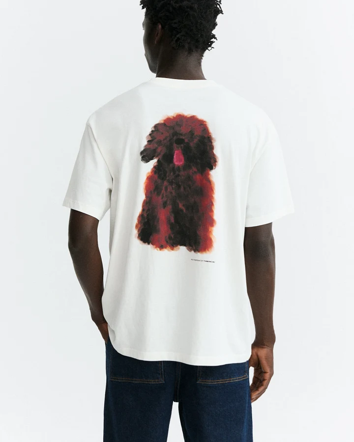 Thinking MU Herren vegan T-Shirt Aaron Pet Portrait Weiß