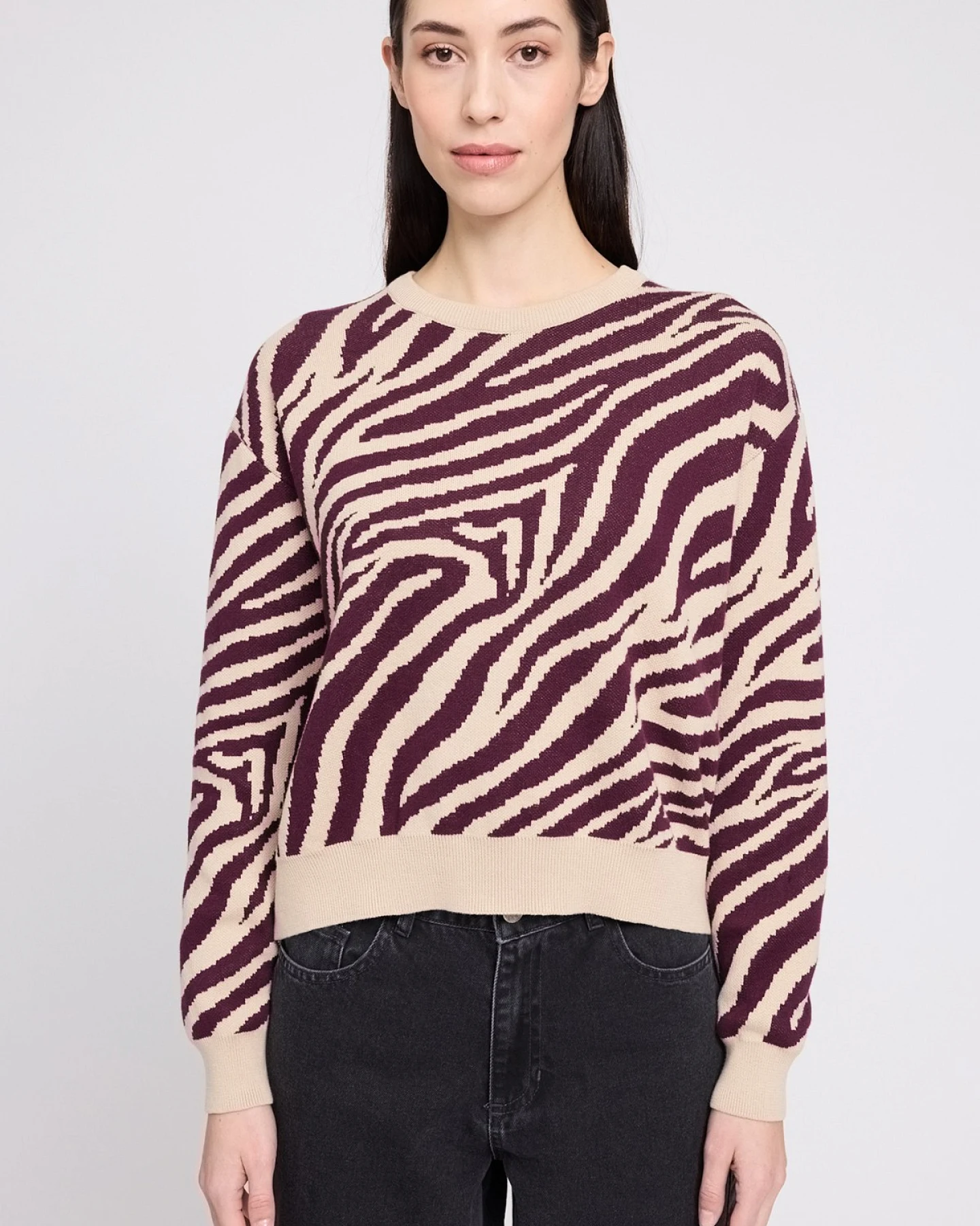 Strickpullover Zebra Jacquard Rot – Ansicht 2