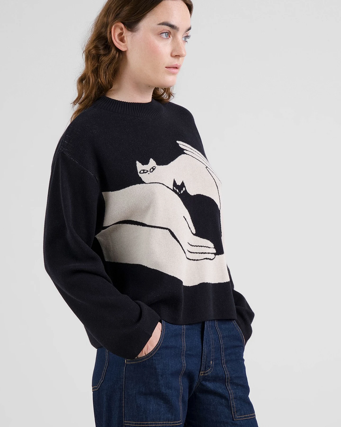 Strickpullover Limhamn Kittens Schwarz – Ansicht 2