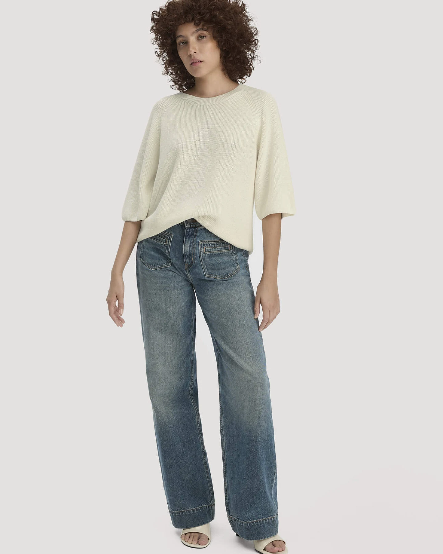 hessnatur Damen Strick Pullover Relaxed aus Bio-Baumwolle - beige - Größe S – Ansicht 2