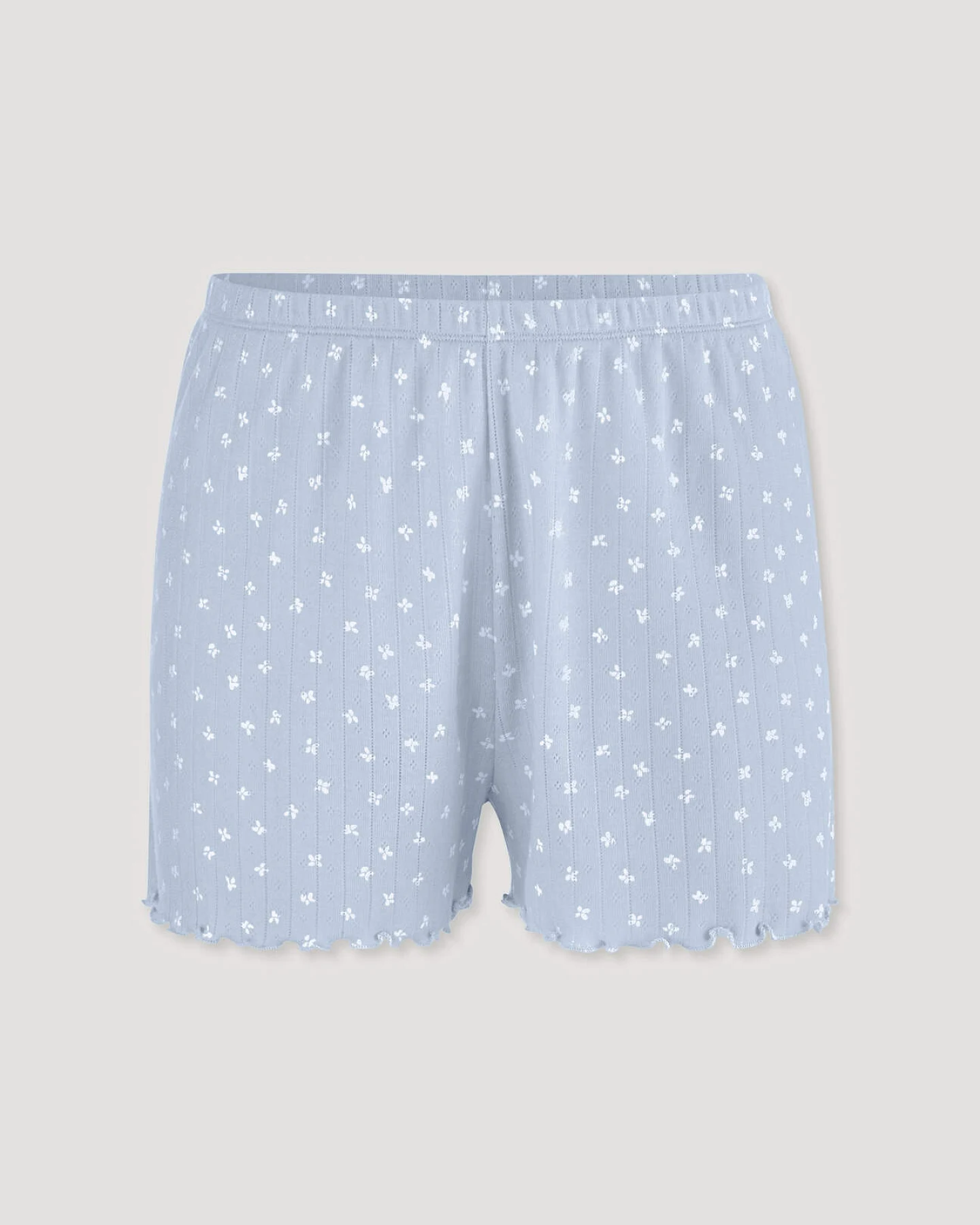 hessnatur Damen Pointelle Schlafshorts PURE COTTON aus Bio-Baumwolle - blau - Größe 46 – Ansicht 3