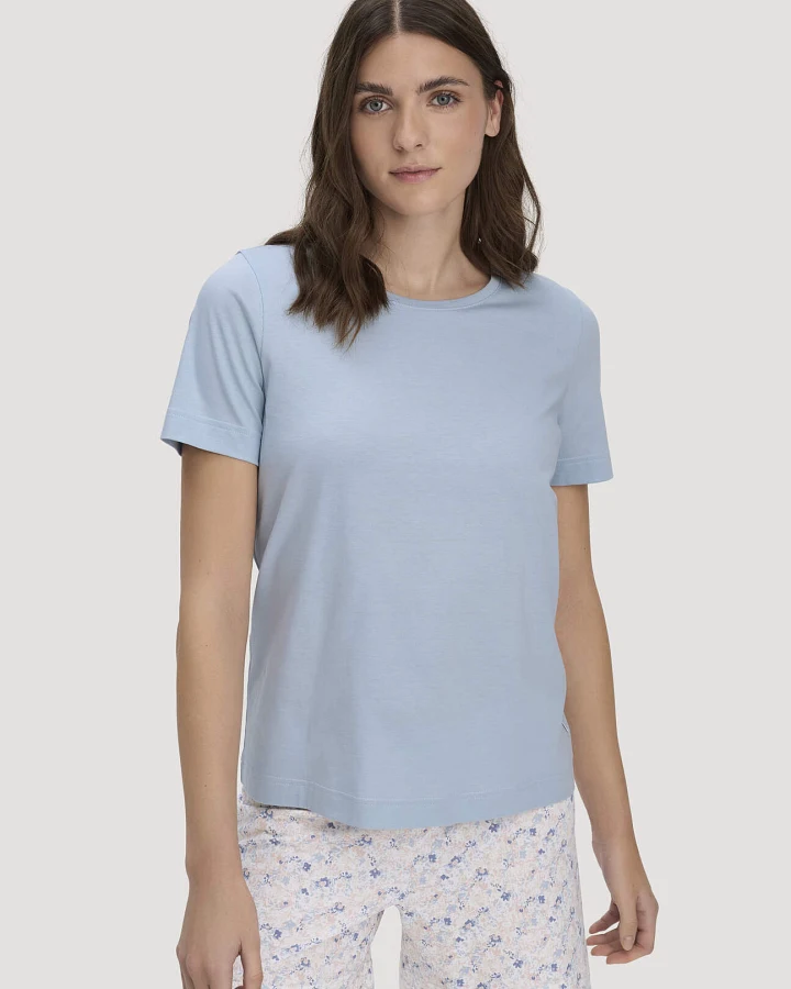 hessnatur Damen Pyjama PURE COTTON aus Bio-Baumwolle - blau - Größe 46