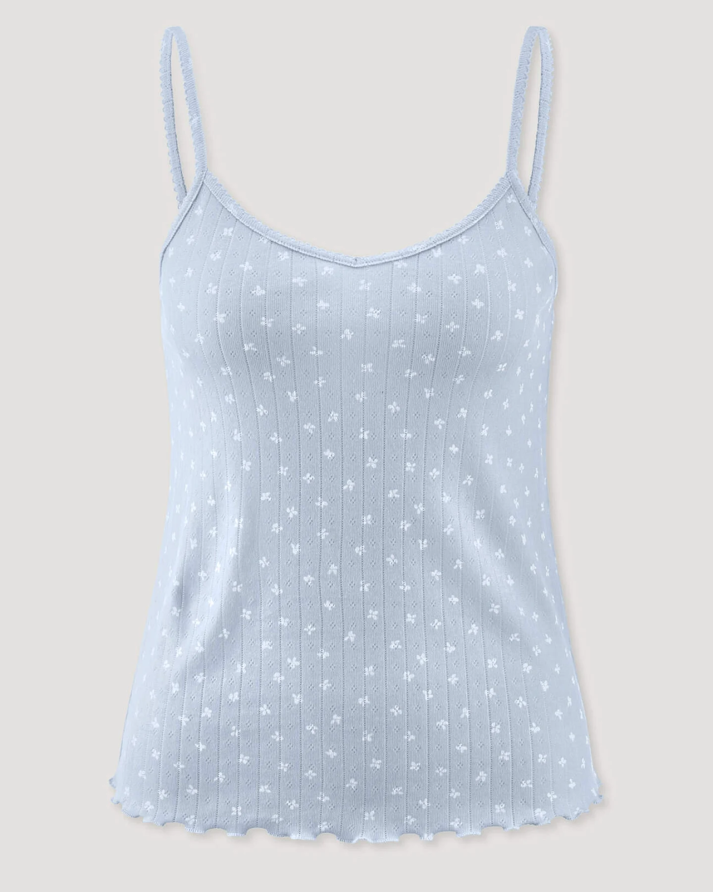 hessnatur Damen Pointelle Spaghetti Top PURE COTTON aus Bio-Baumwolle - blau - Größe 42 – Ansicht 3