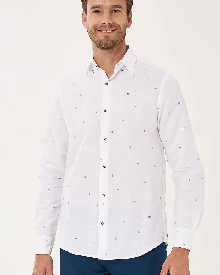 ORGANICATION Herren vegan Hemd Druck Weiß