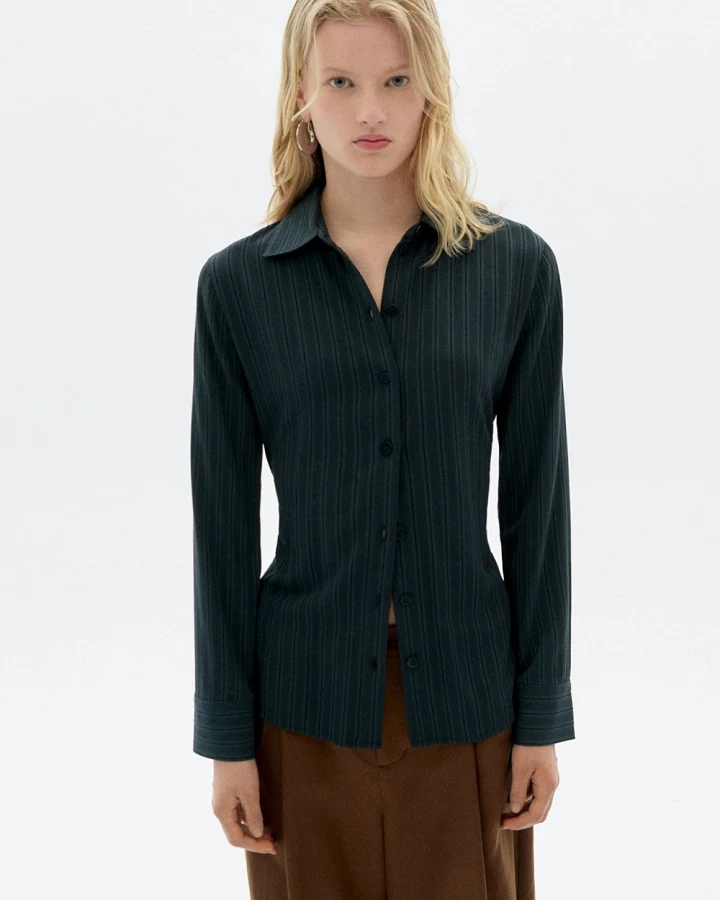 Thinking MU Damen vegan Bluse Katha Grün Gestreift