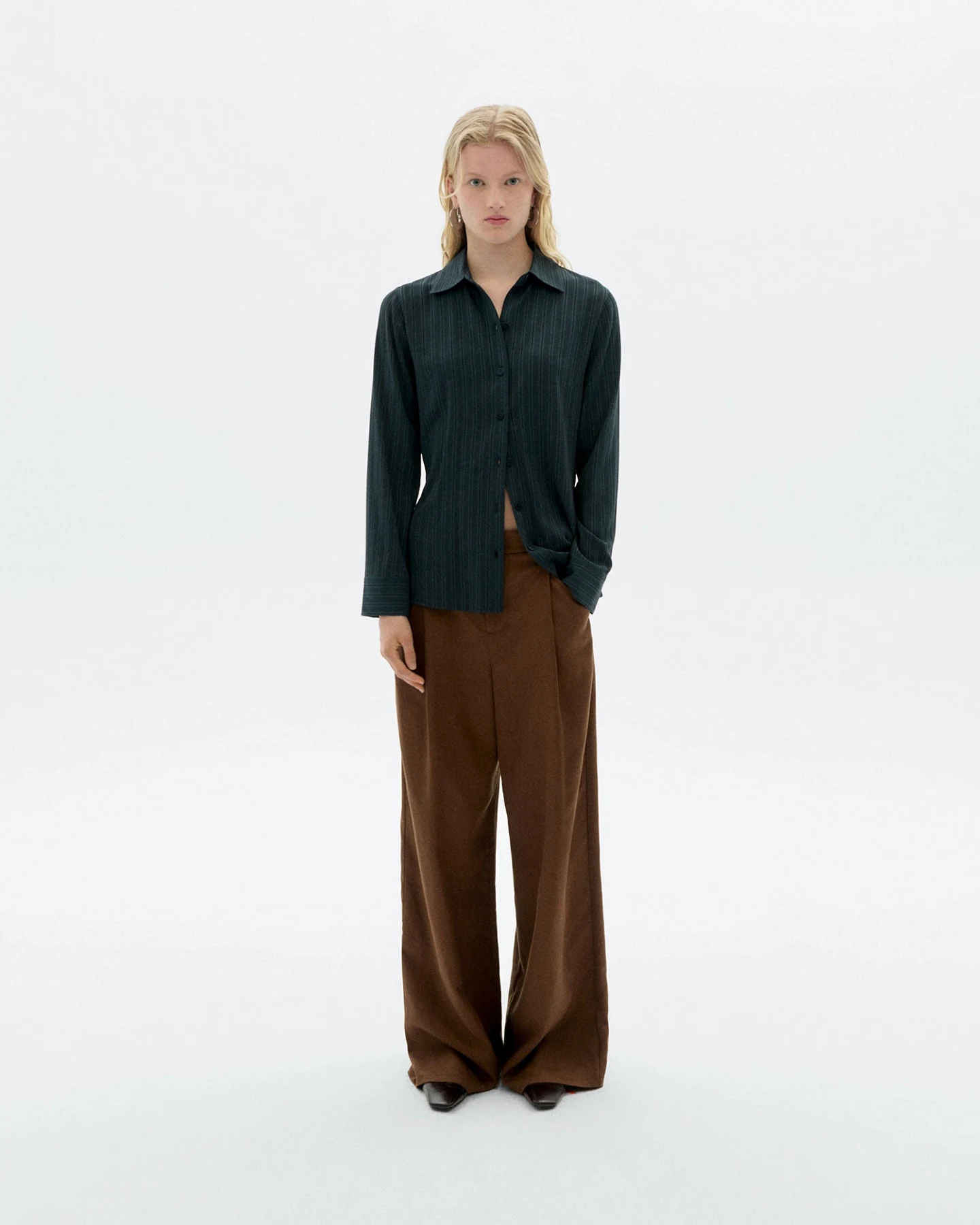 Thinking MU Damen vegan Bluse Katha Grün Gestreift – Ansicht 2