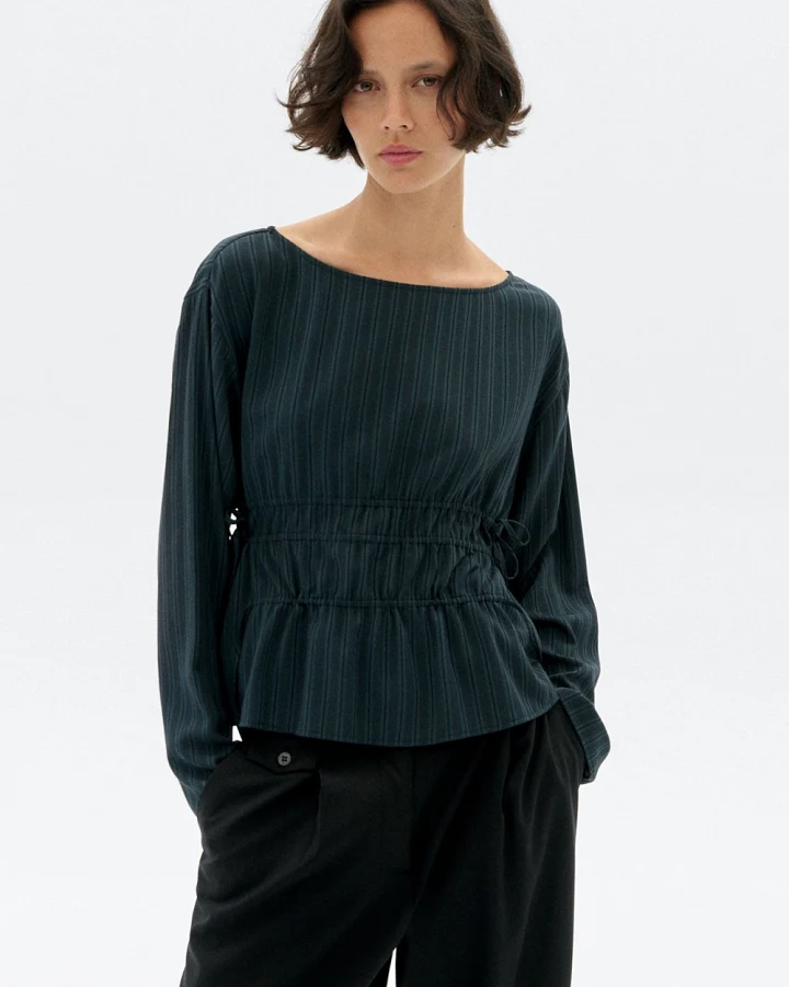 Thinking MU Damen vegan Bluse Devin Gestreift Grün