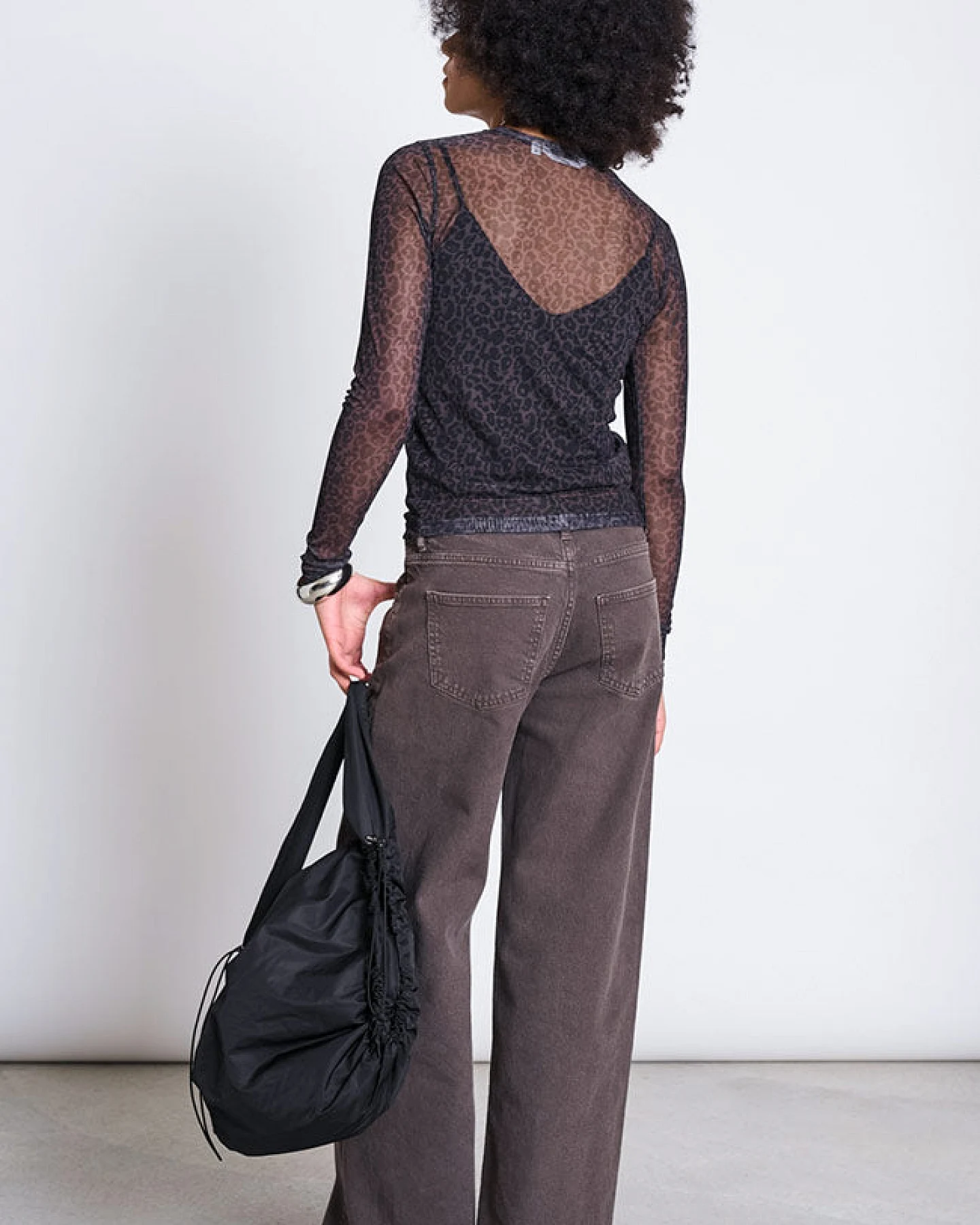 JAN 'N JUNE Damen vegan Top Dora Mesh Dark Leopard – Ansicht 2