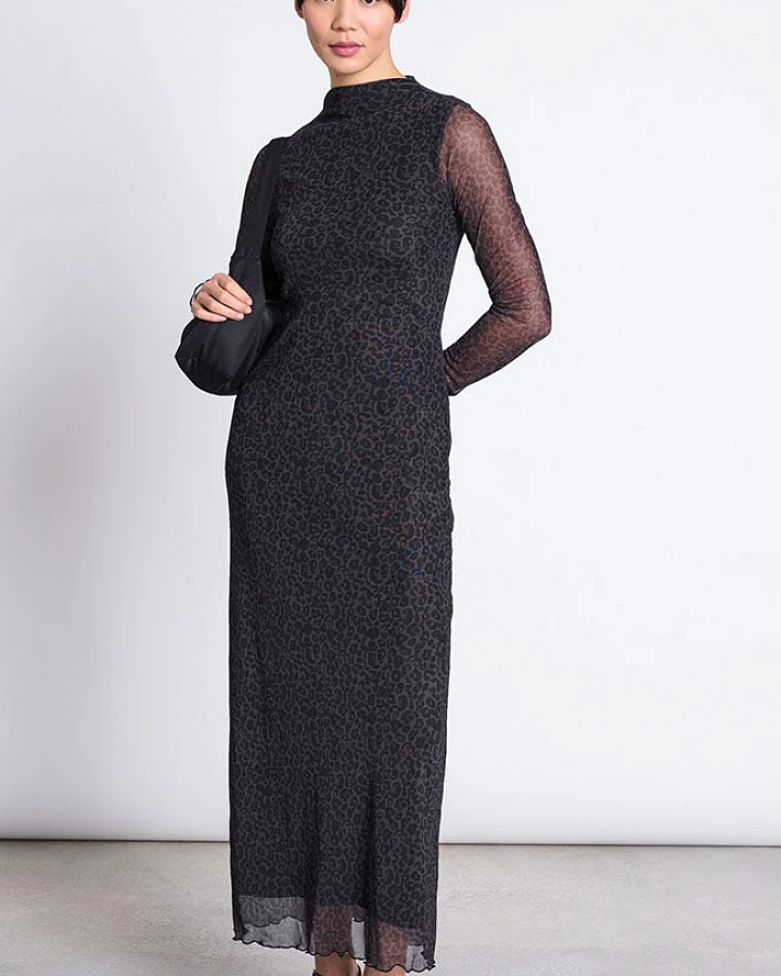 JAN 'N JUNE Damen vegan Kleid Zaldi Mesh Dark Leo